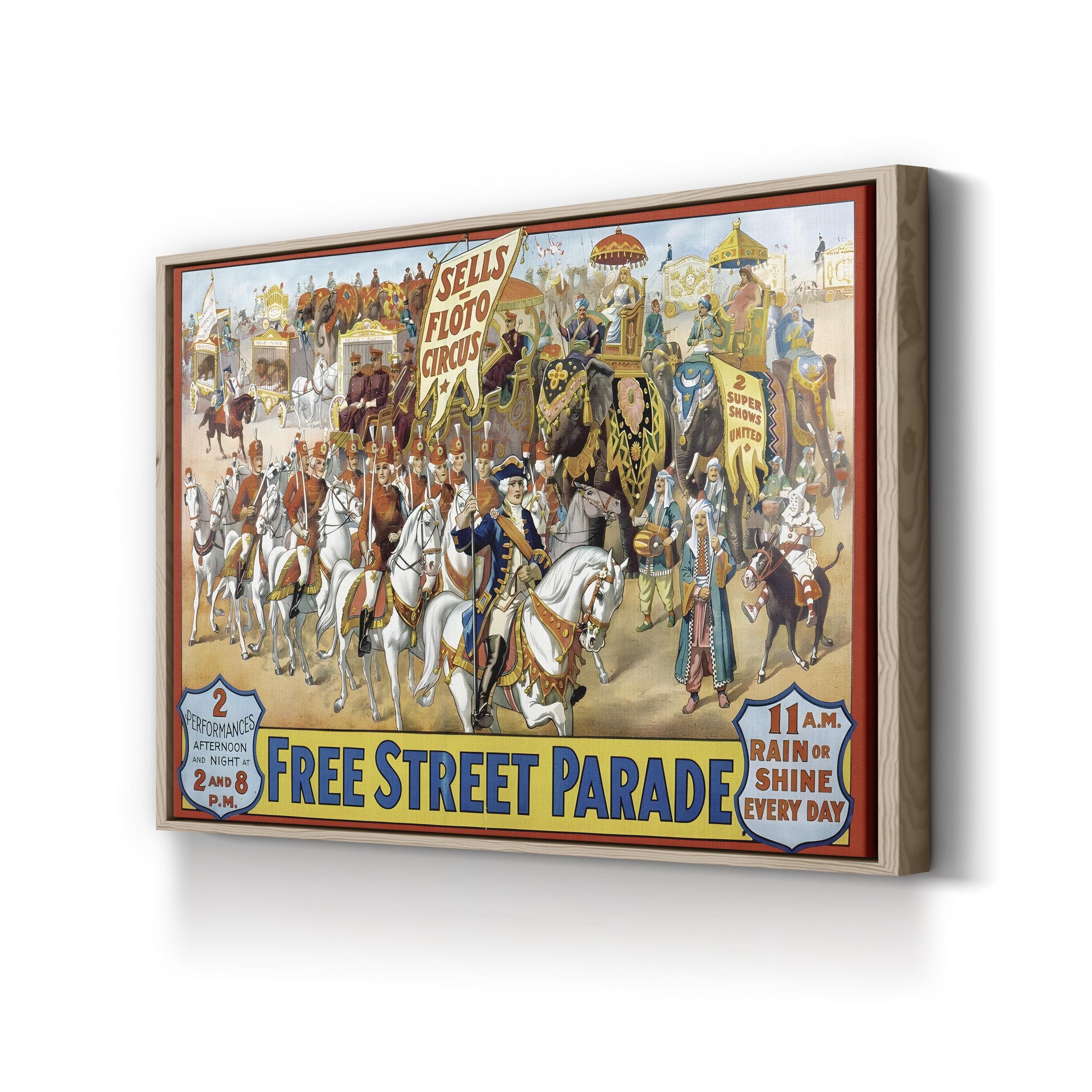 Sells-Floto Circus Street Parade 1913 Wall Art – Vintage American Circus Lithograph Canvas