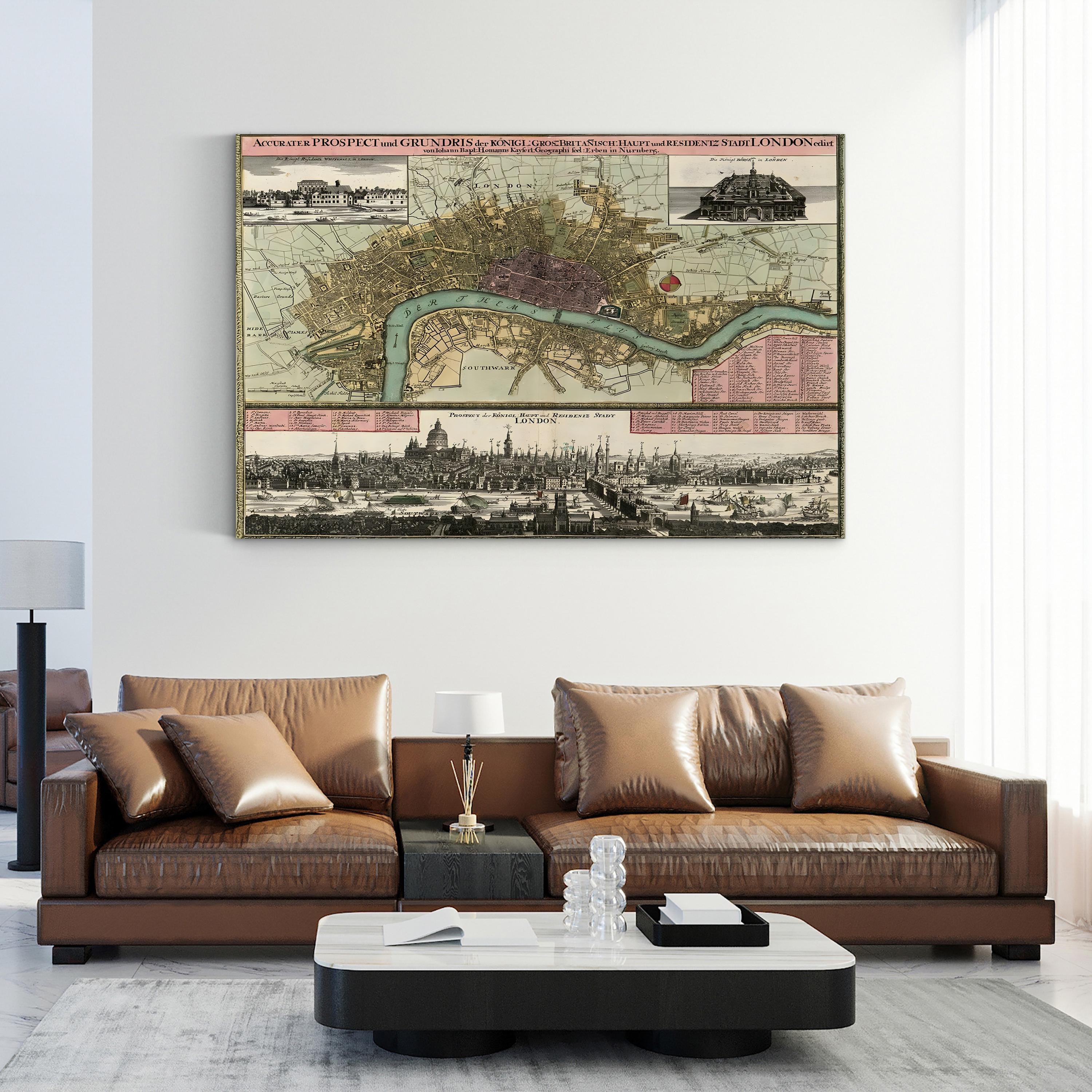 London District Wall Art – 19th Century London Map Canvas Print