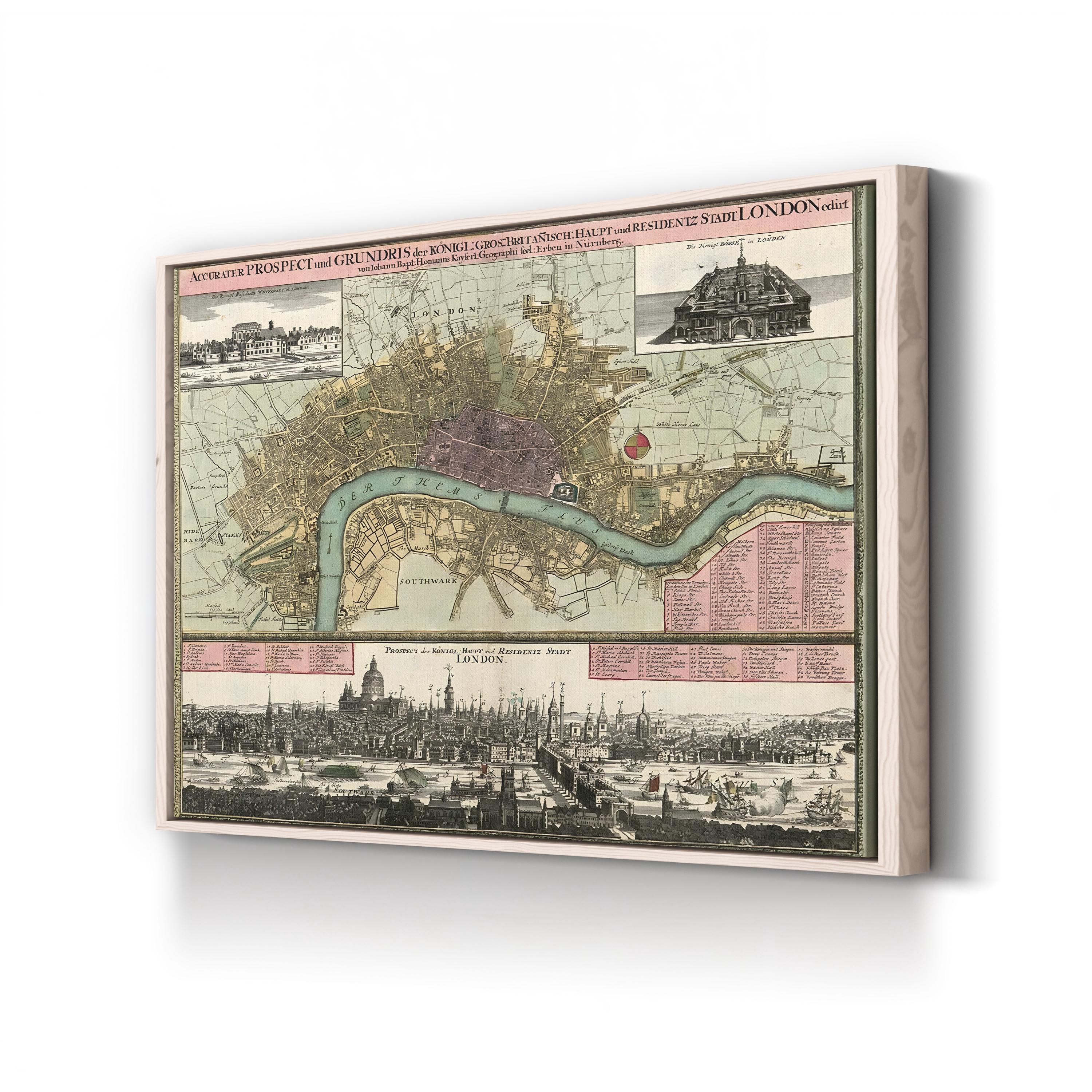 London District Wall Art – 19th Century London Map Canvas Print