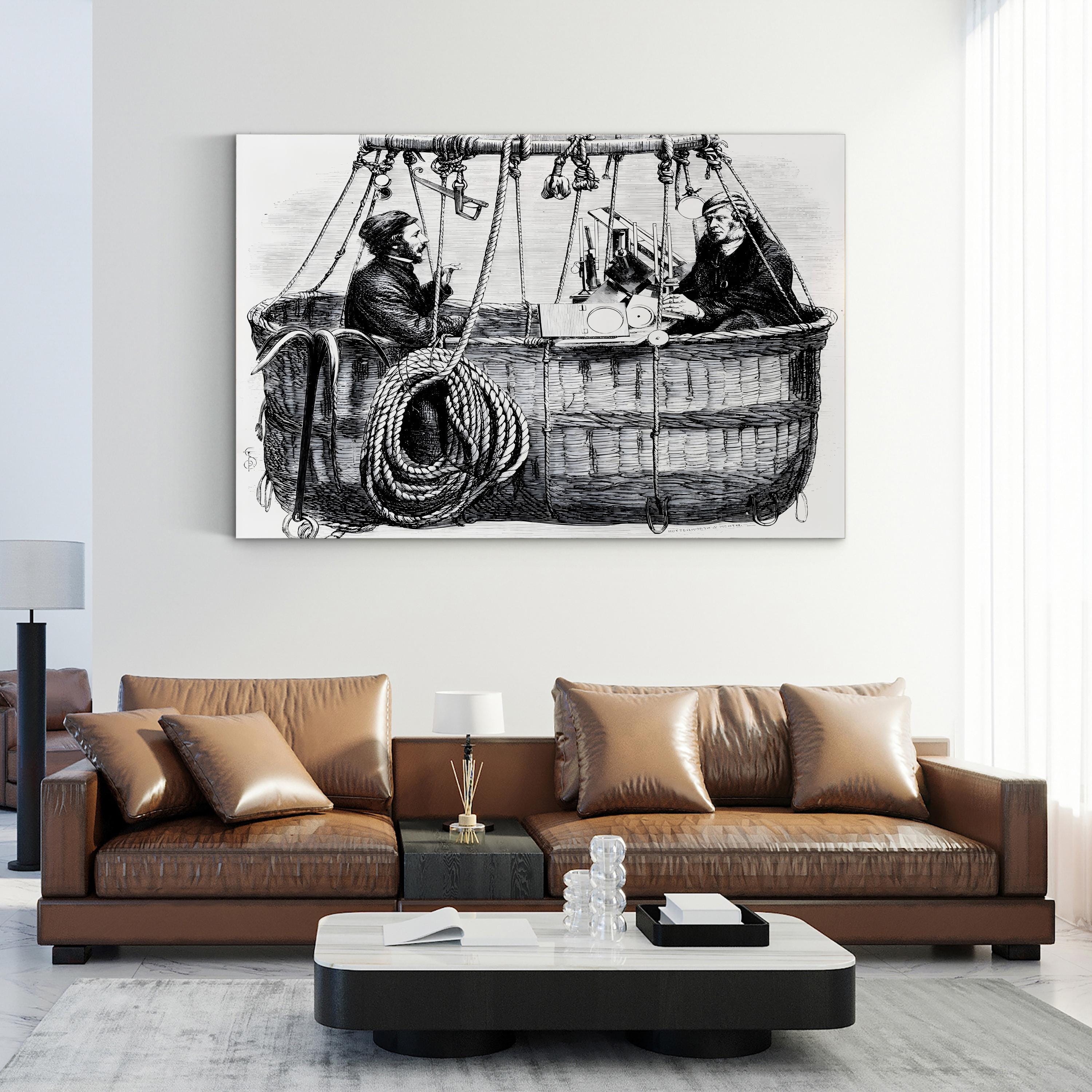Scientific Balloon Ascent 1864 – Period Illustration Wall Art | Vintage Aeronautics Canvas Print