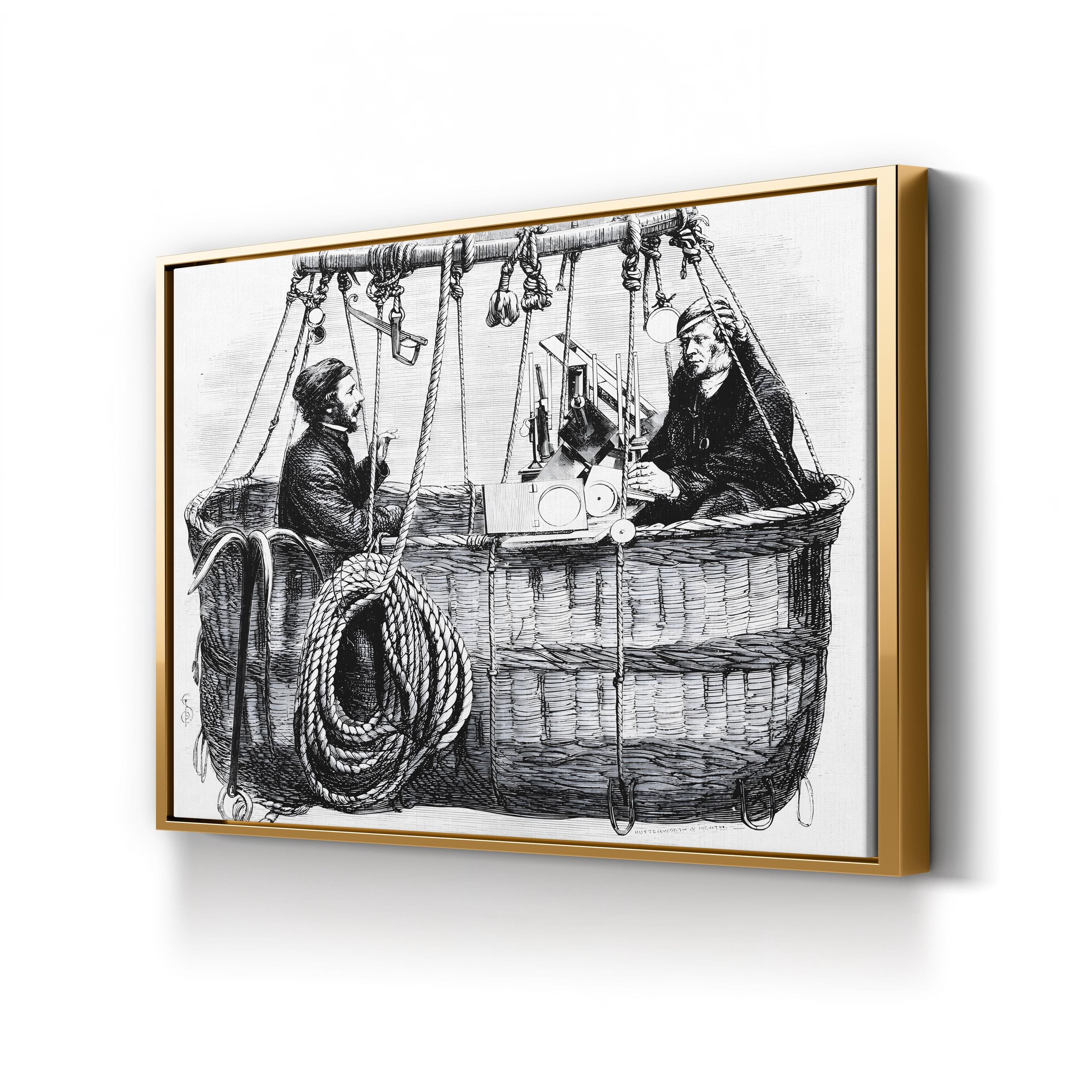 Scientific Balloon Ascent 1864 – Period Illustration Wall Art | Vintage Aeronautics Canvas Print
