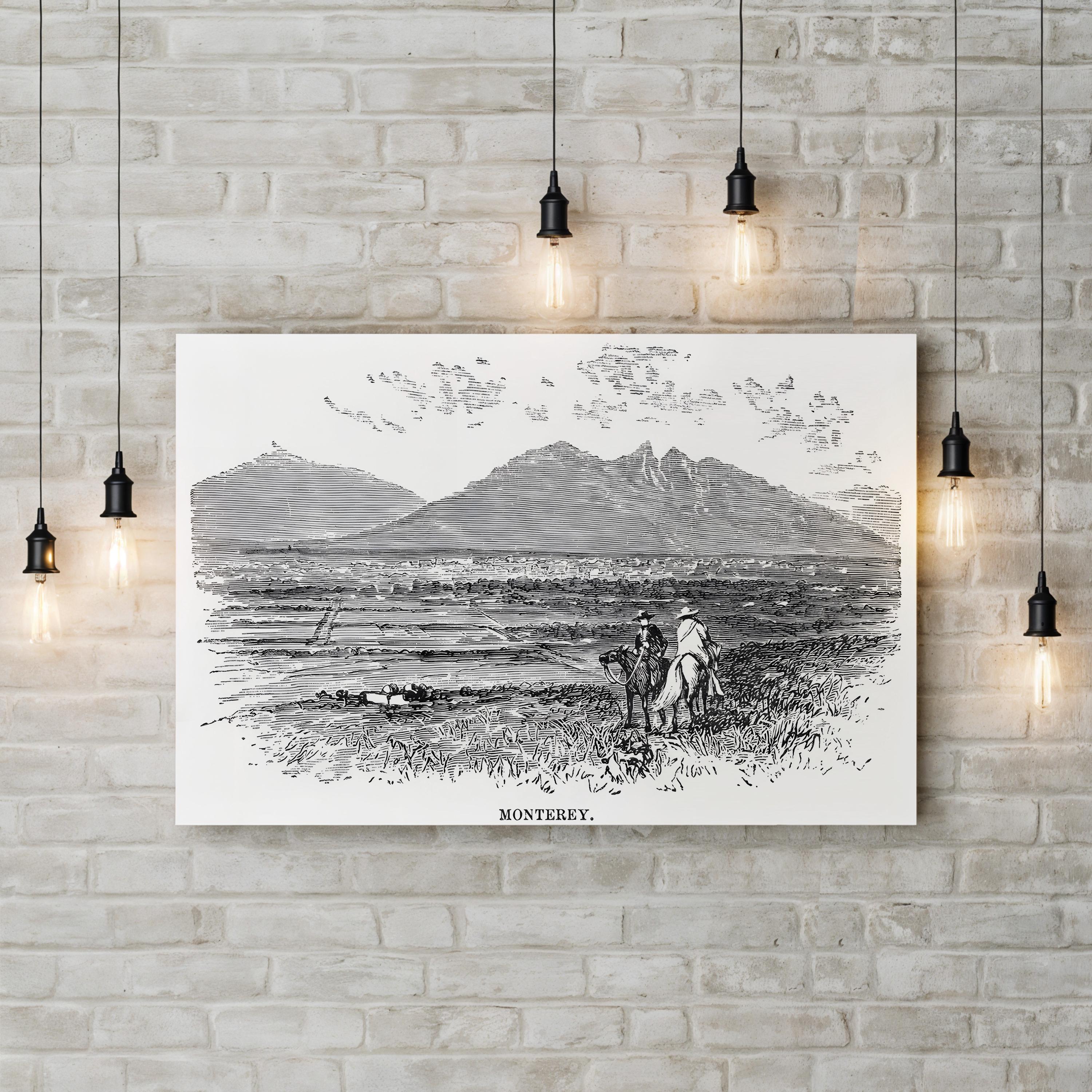 Monterrey Mexico, 1846 – Period Illustration Wall Art | Black & White Engraving Canvas Print