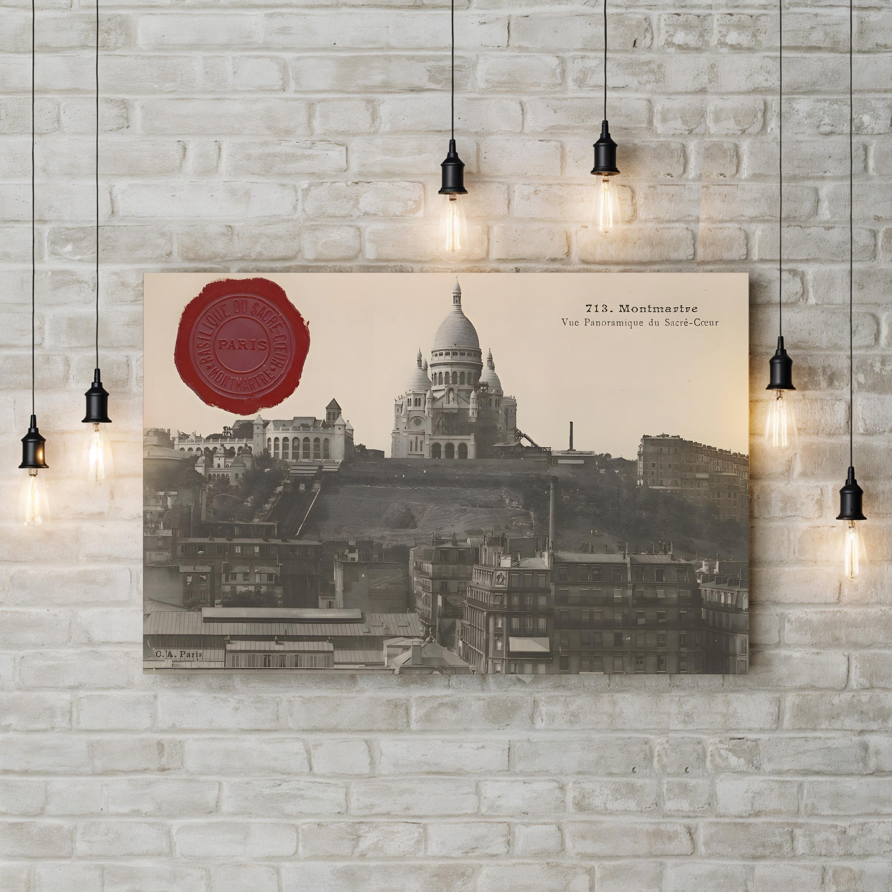 Montmartre & Sacré-Cœur, Paris – Vintage Photography Wall Art | Historic Cityscape Canvas Print