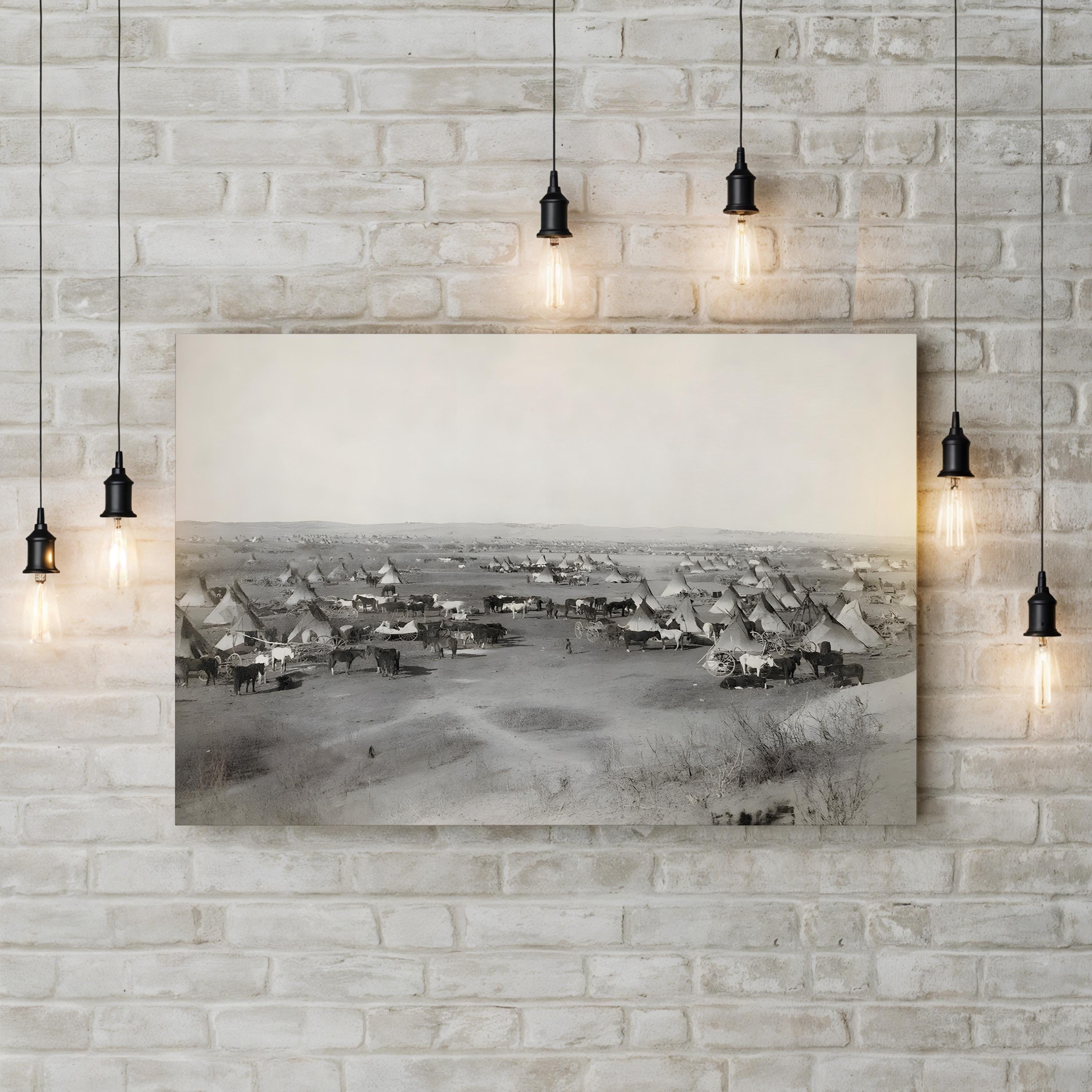 Lakota Sioux Camp, 1891 – Vintage Photography Wall Art | Frontier Canvas Print