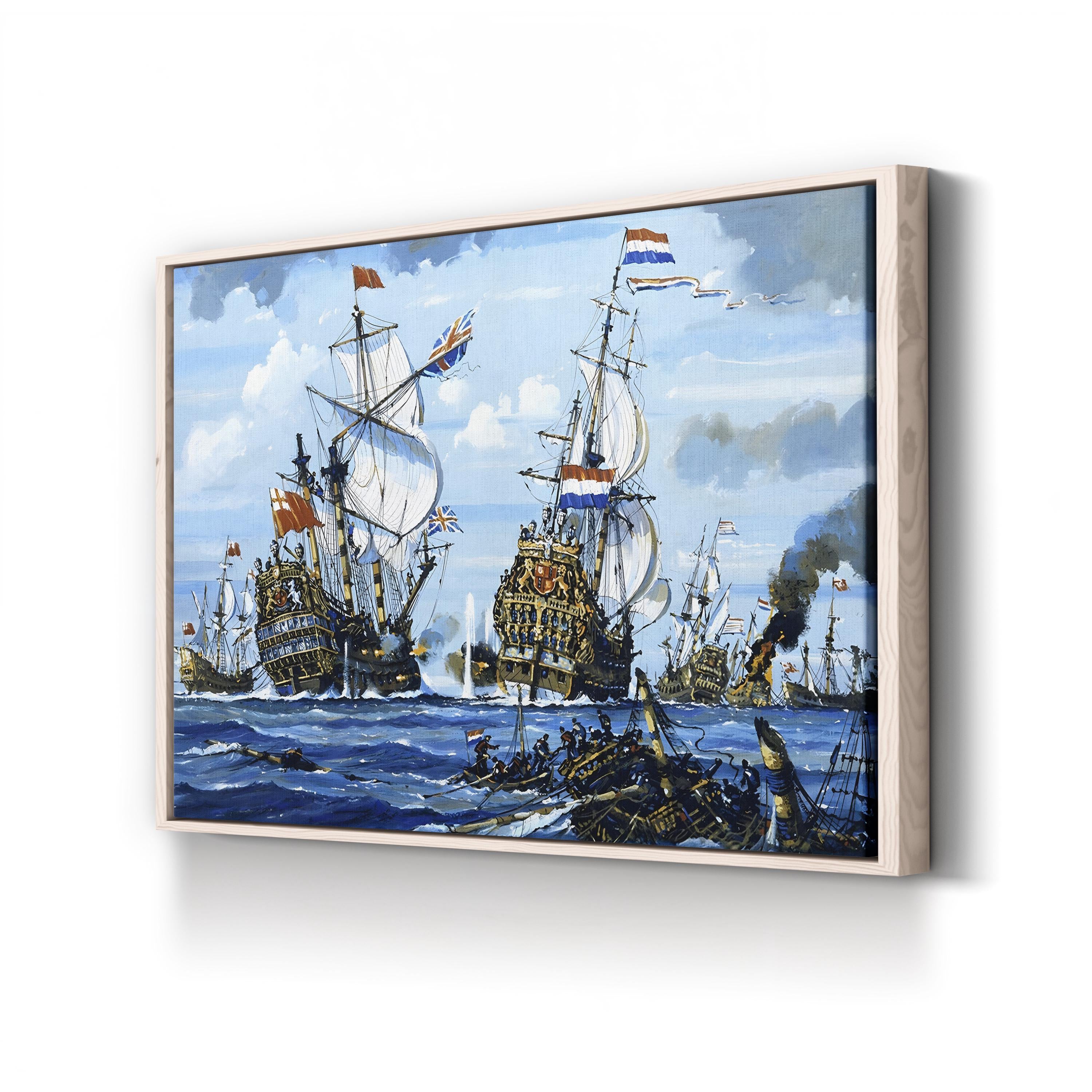 Naval Battle Wall Art | English School Historic Maritime Canvas Painting