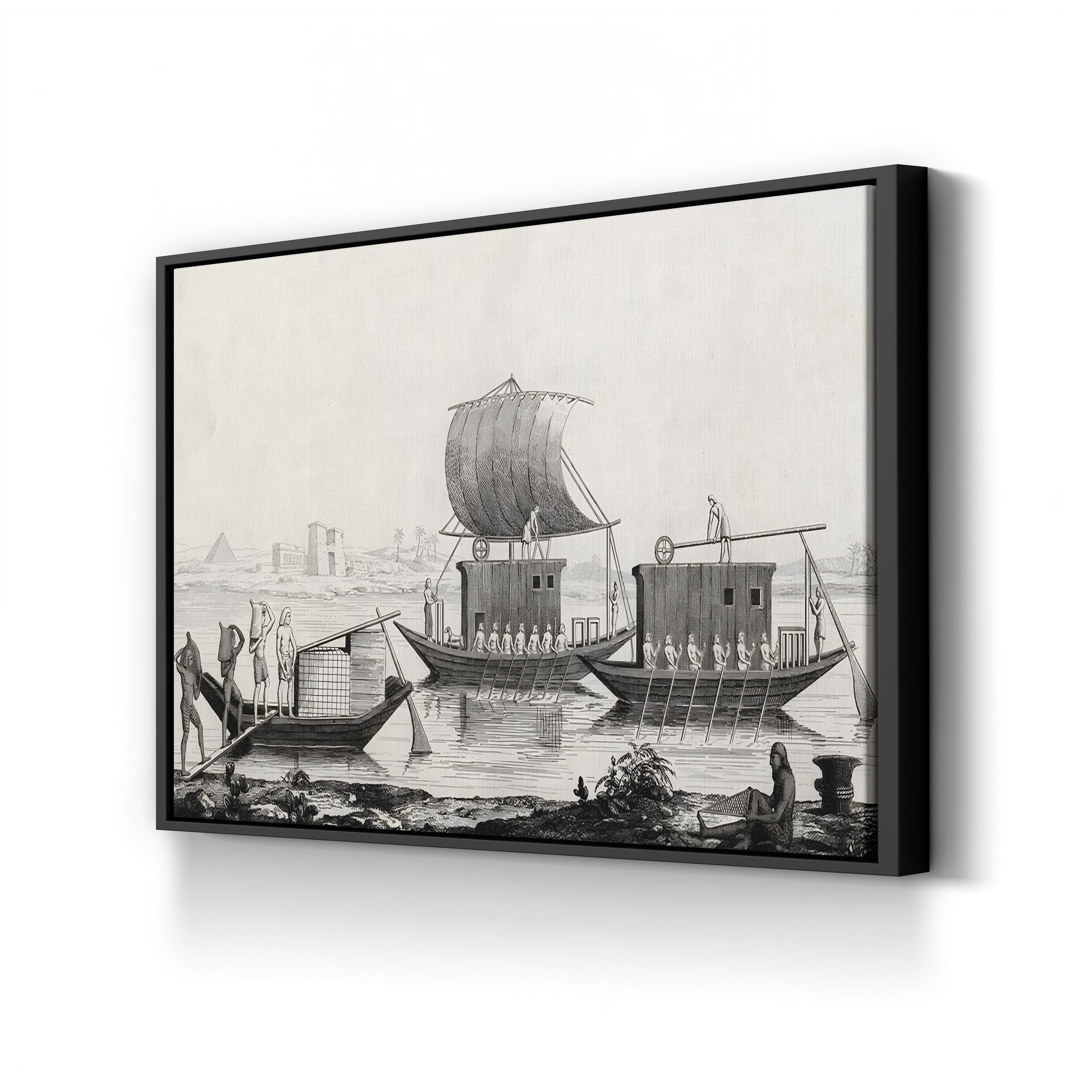 Navigation du Nil by A. Lenoir and E. Ollivier canvas print in Black frame
