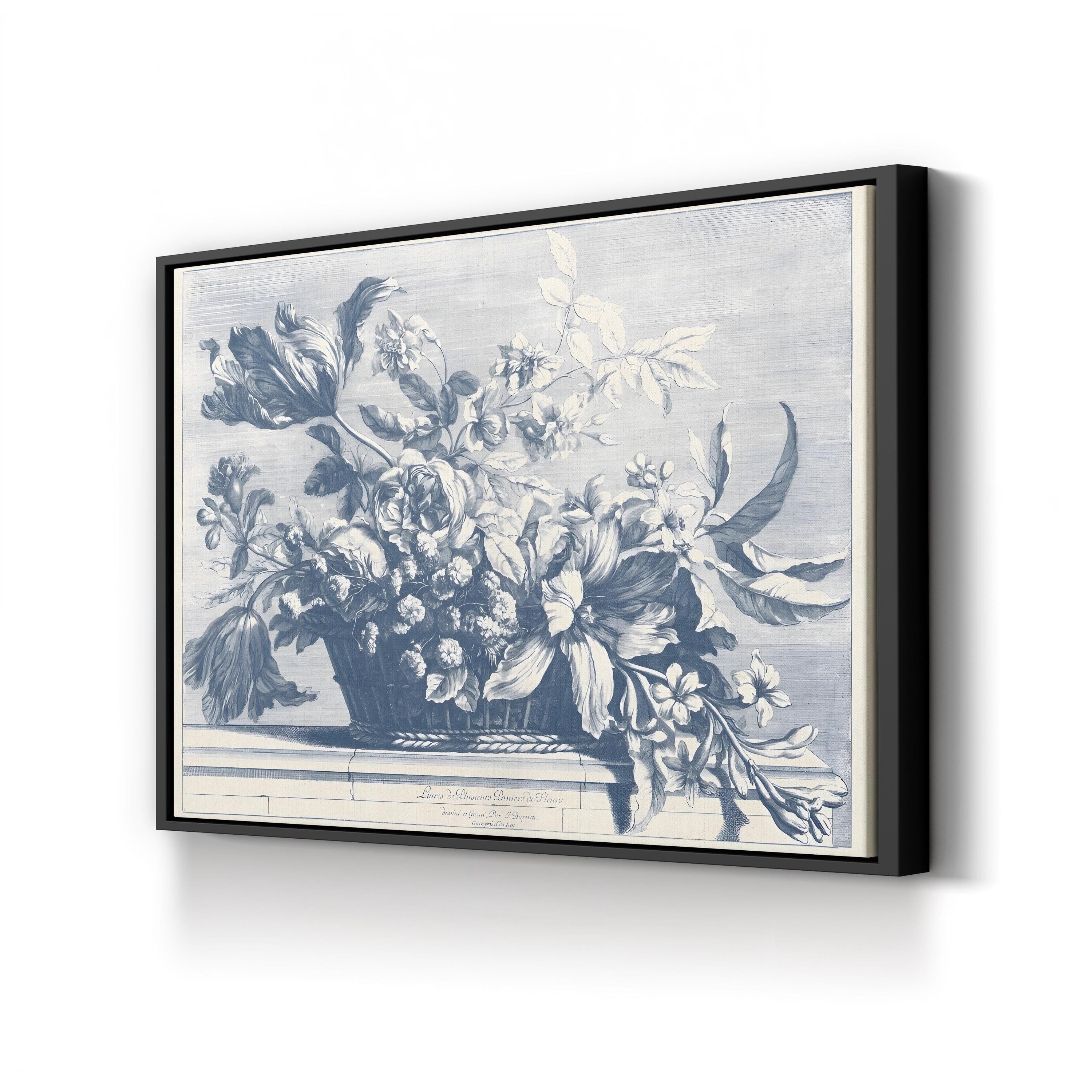 Navy Basket of Flowers I Wall Art by Giovanni Baptiste