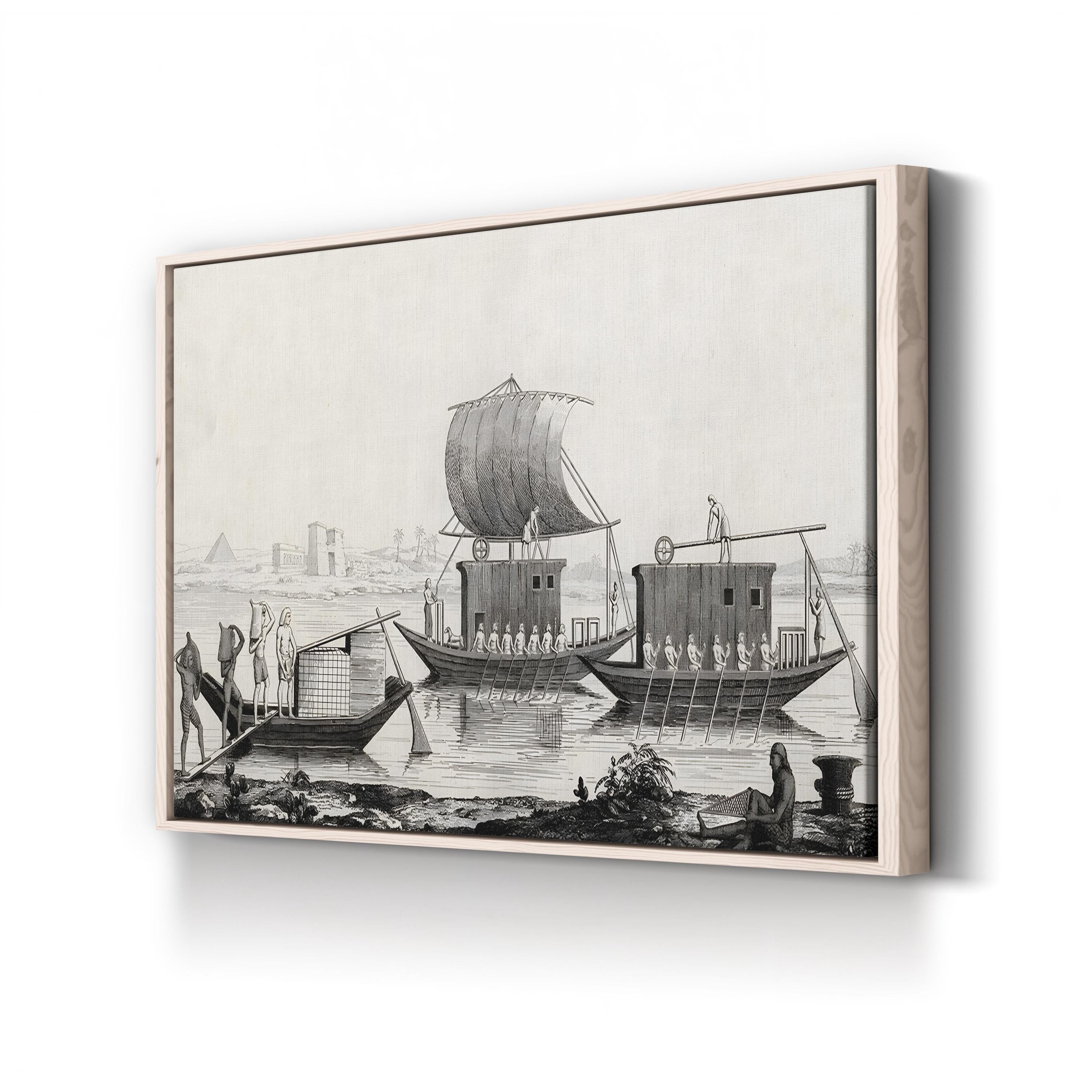 Navigation du Nil by A. Lenoir and E. Ollivier canvas print in Natural frame