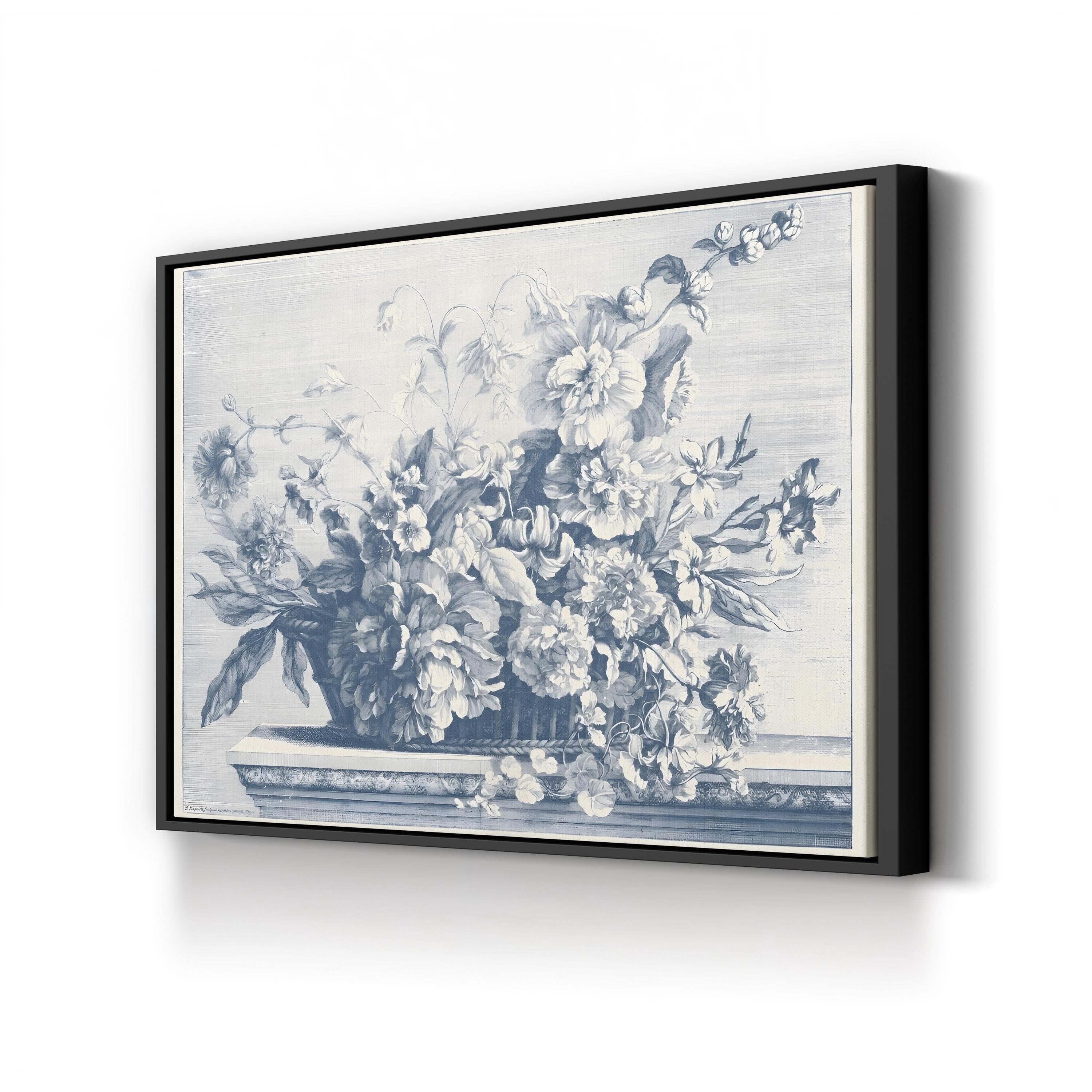 Navy Basket of Flowers II Wall Art by Giovanni Baptiste