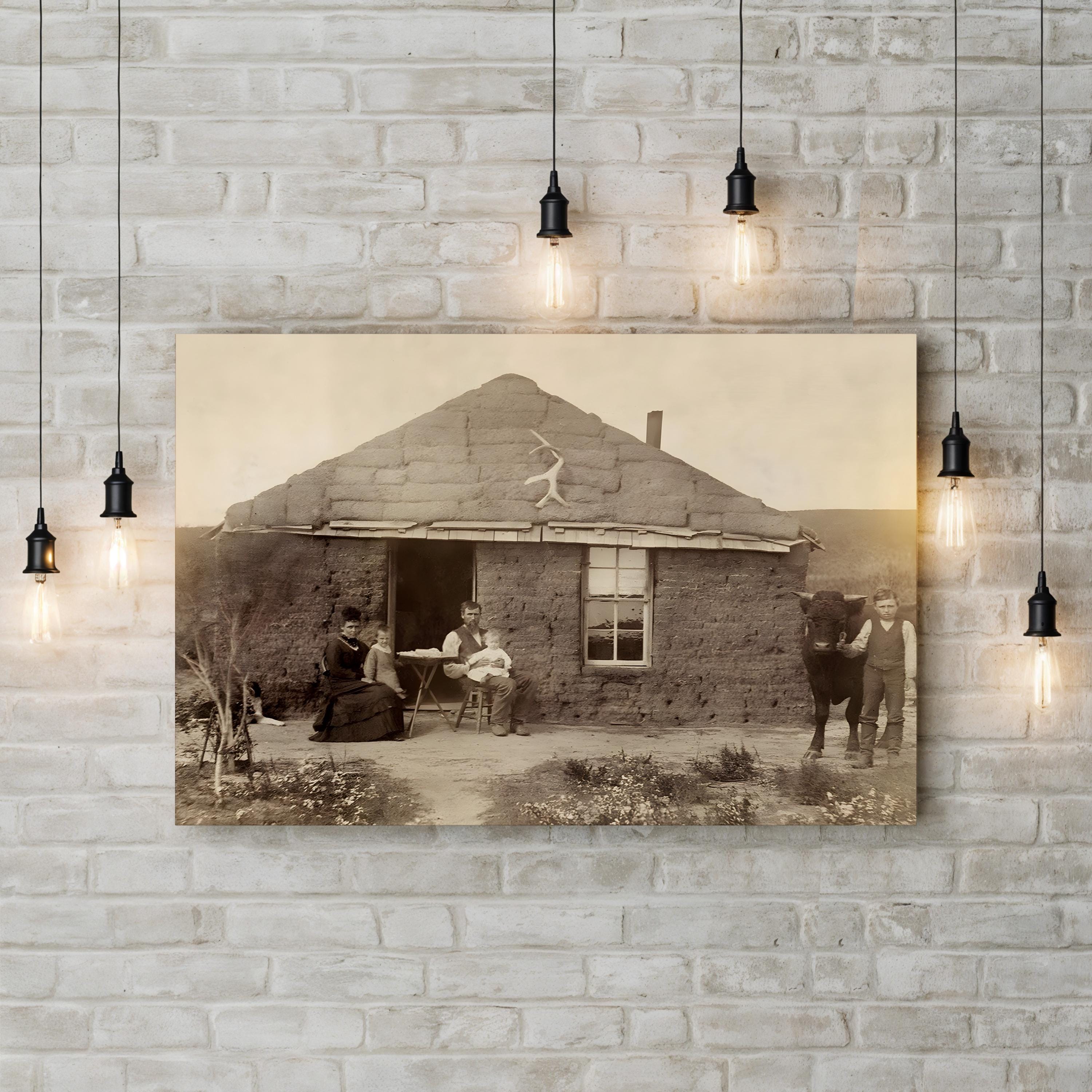 Nebraska Pioneer Family, 1886 – Vintage Photography Wall Art | Frontier Canvas Print
