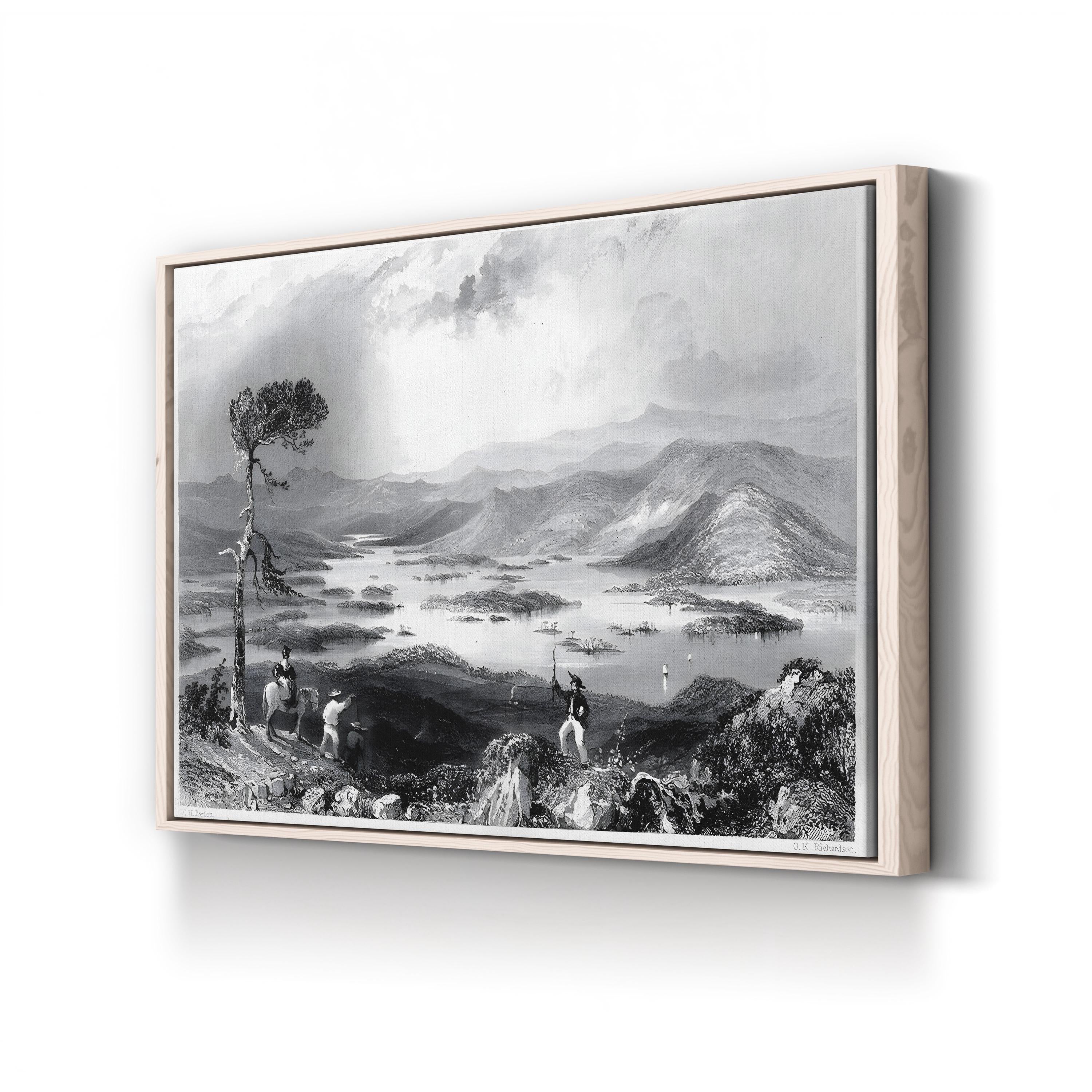 New Hampshire, 1838 Canvas Print – Squam Lake Vintage Landscape Engraving by W. H. Bartlett