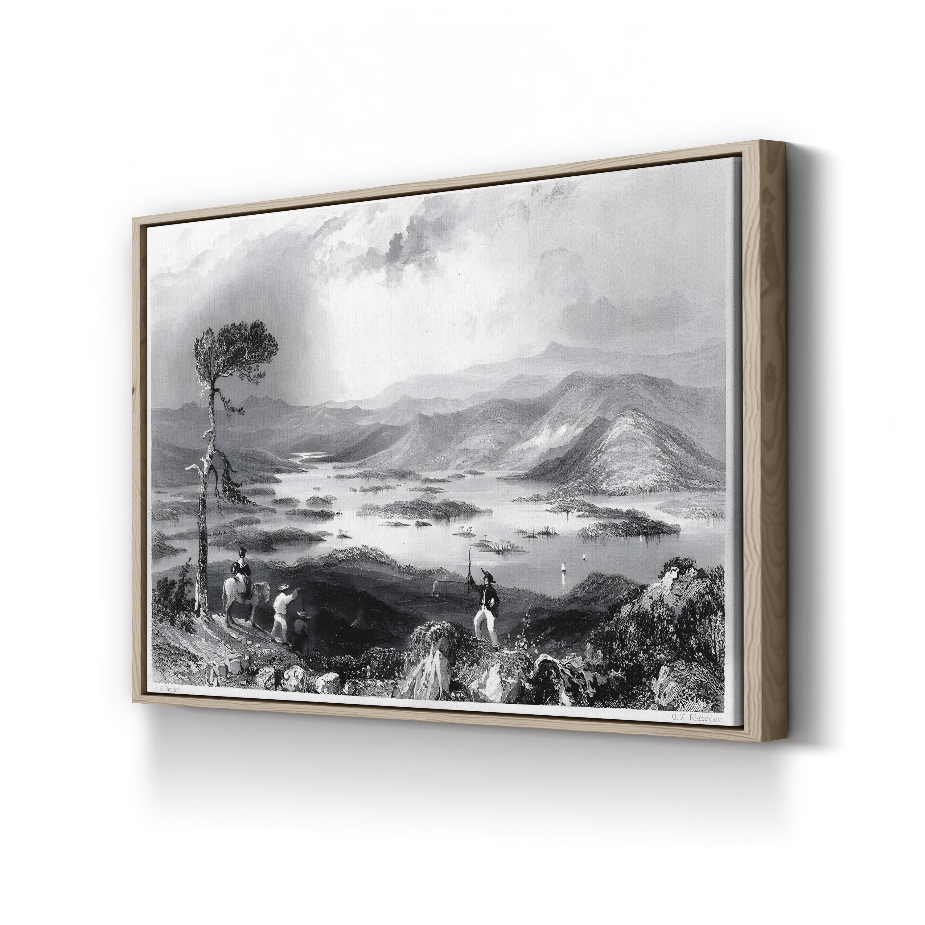 New Hampshire, 1838 Canvas Print – Squam Lake Vintage Landscape Engraving by W. H. Bartlett