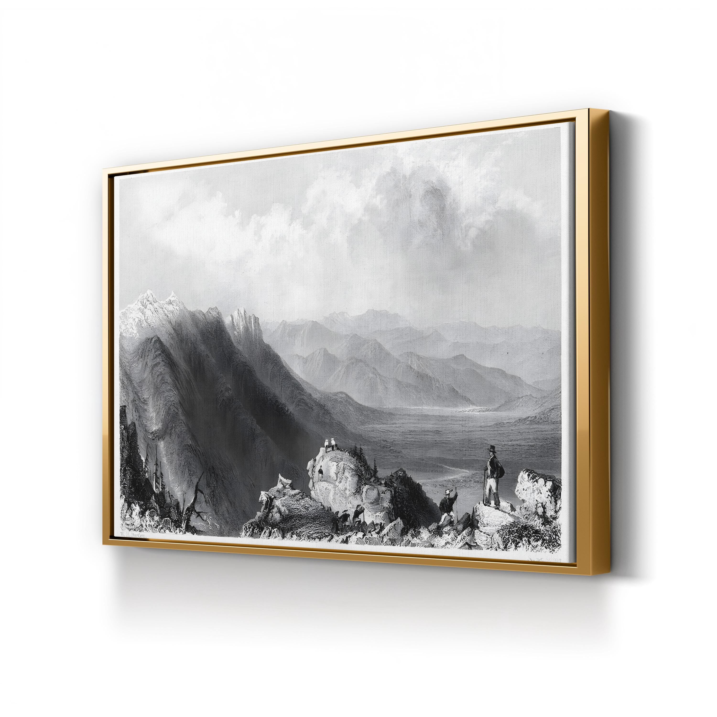 New Hampshire Mountains, 1839 – Period Illustration Wall Art | Black & White Canvas Print