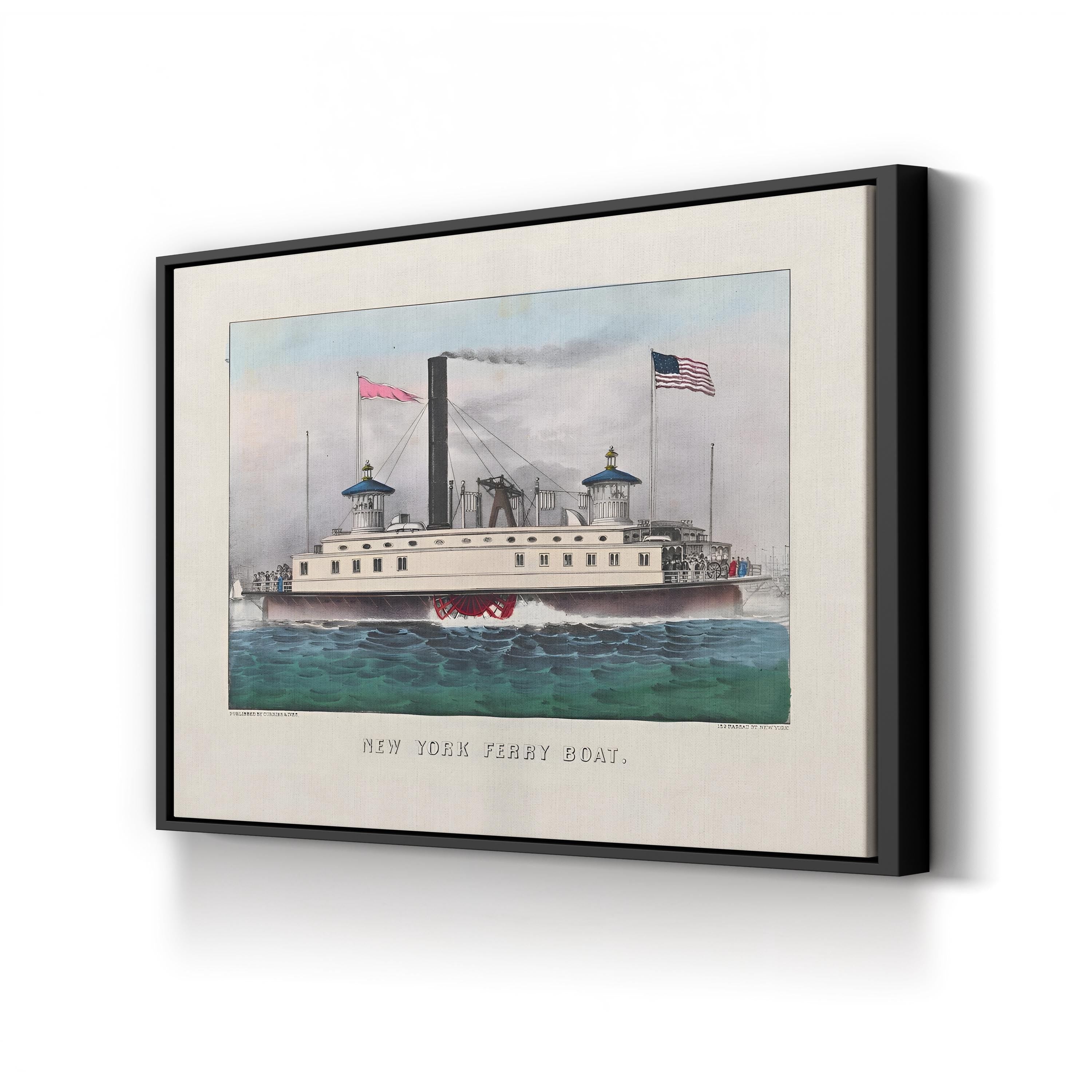 New York Ferry Boat – Currier & Ives Wall Art | 19th-Century Maritime Canvas Print