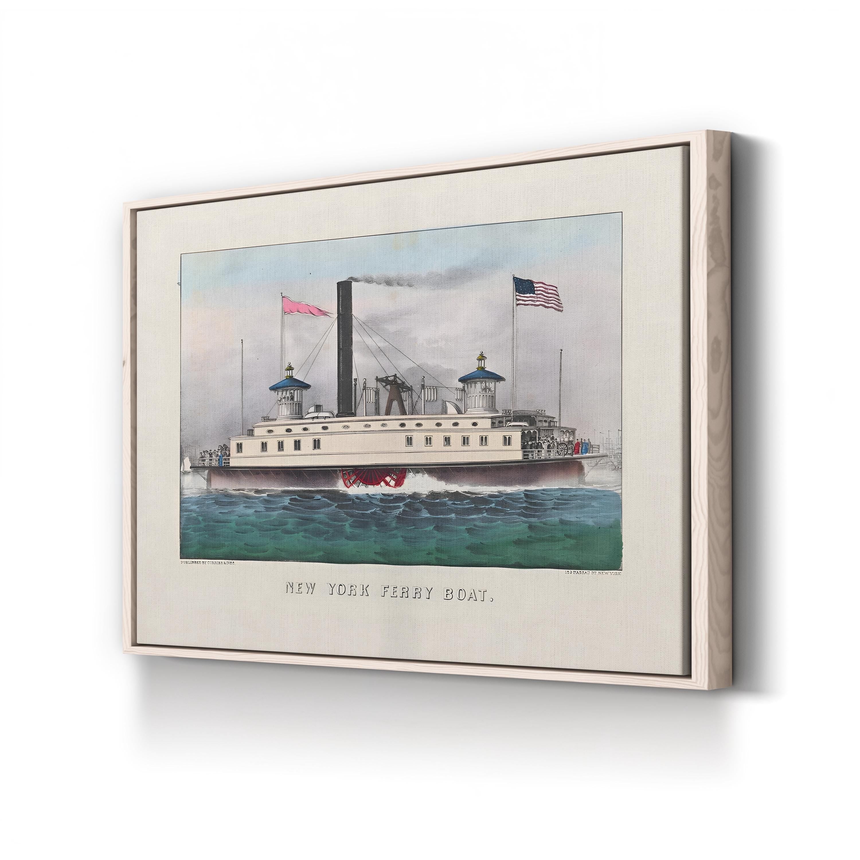 New York Ferry Boat – Currier & Ives Wall Art | 19th-Century Maritime Canvas Print
