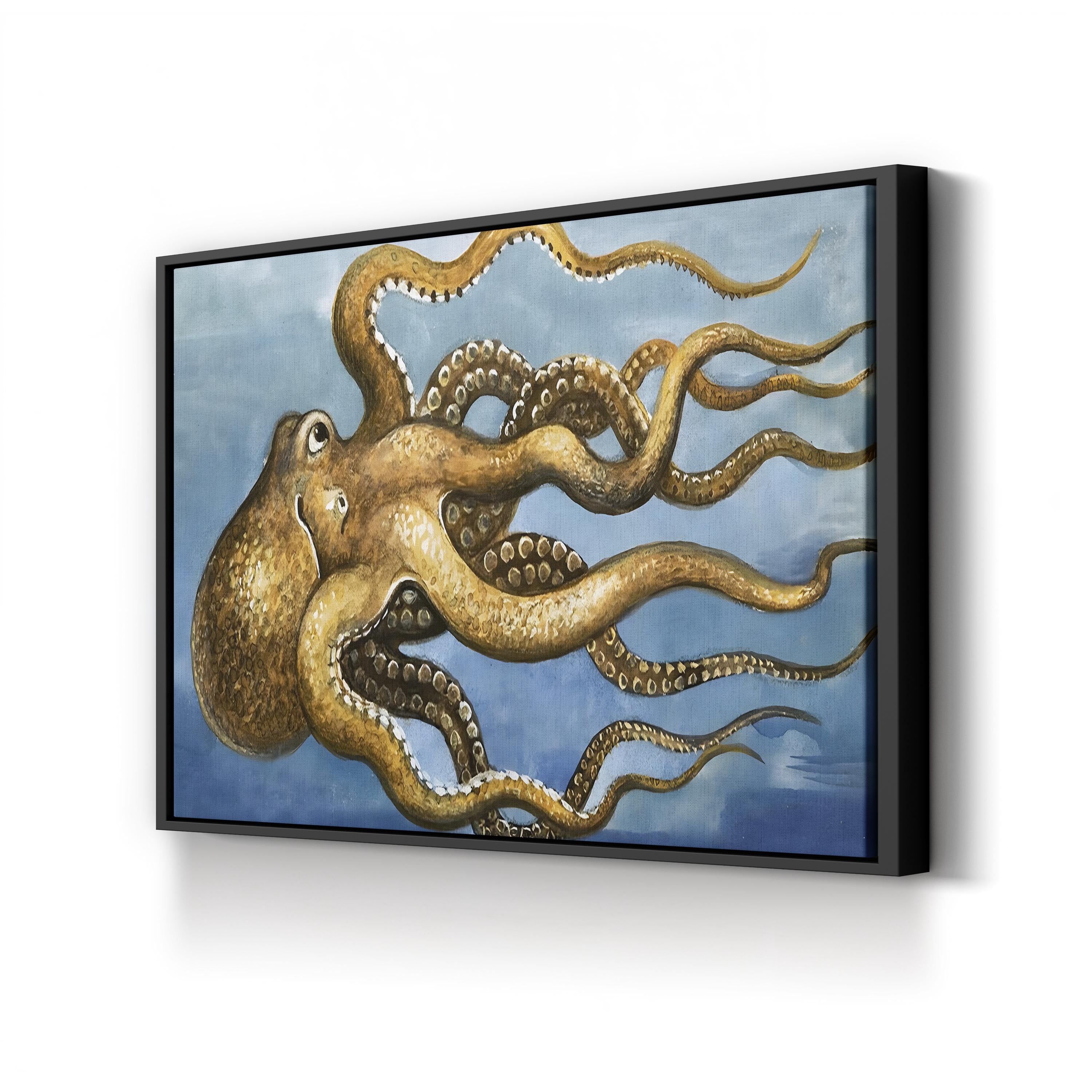 Octopus Wall Art Canvas Print – Vintage Nautical Marine Illustration, English School