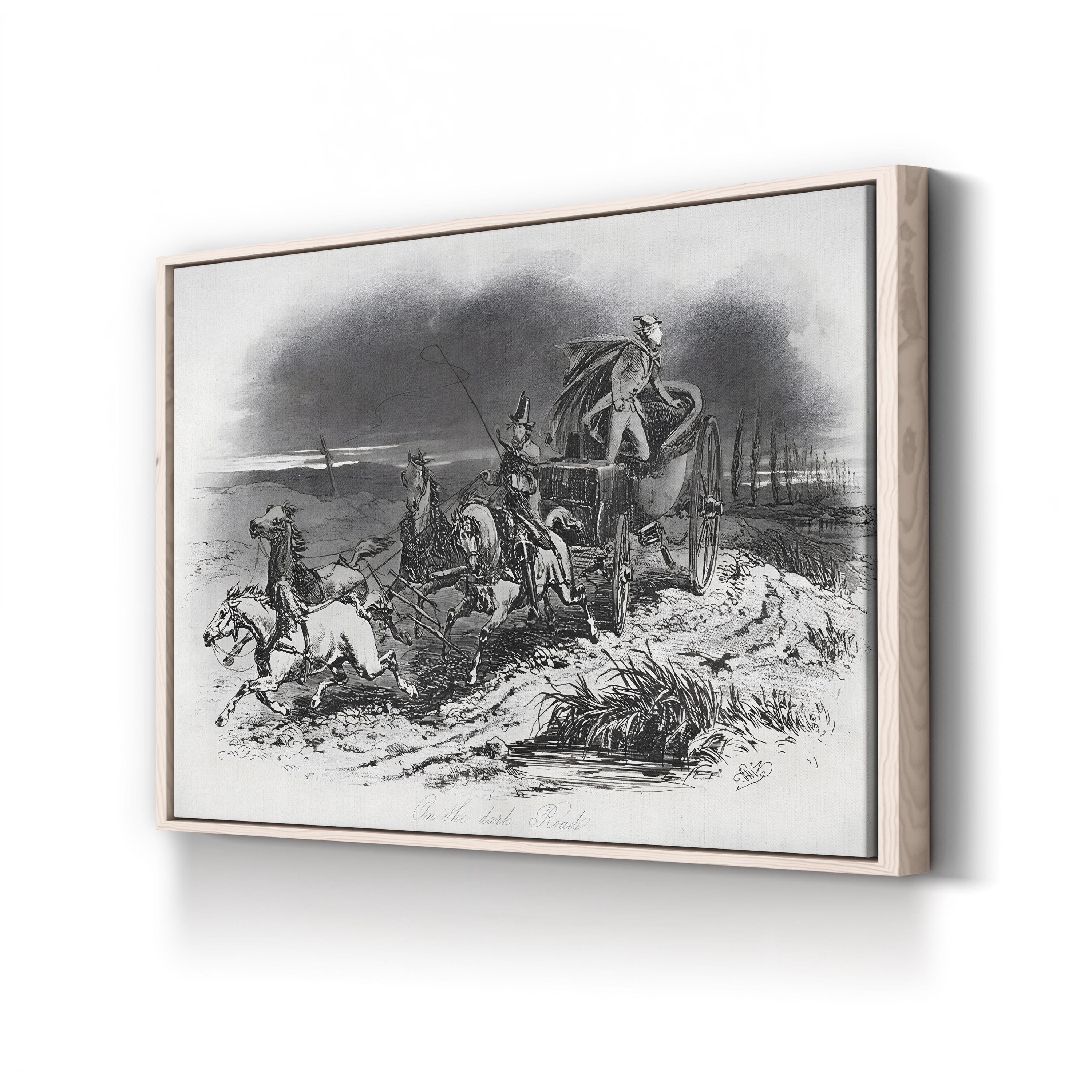 On the Dark Road Wall Art – Victorian Horse-Drawn Carriage Illustration from Dombey and Son by Hablot Knight Browne