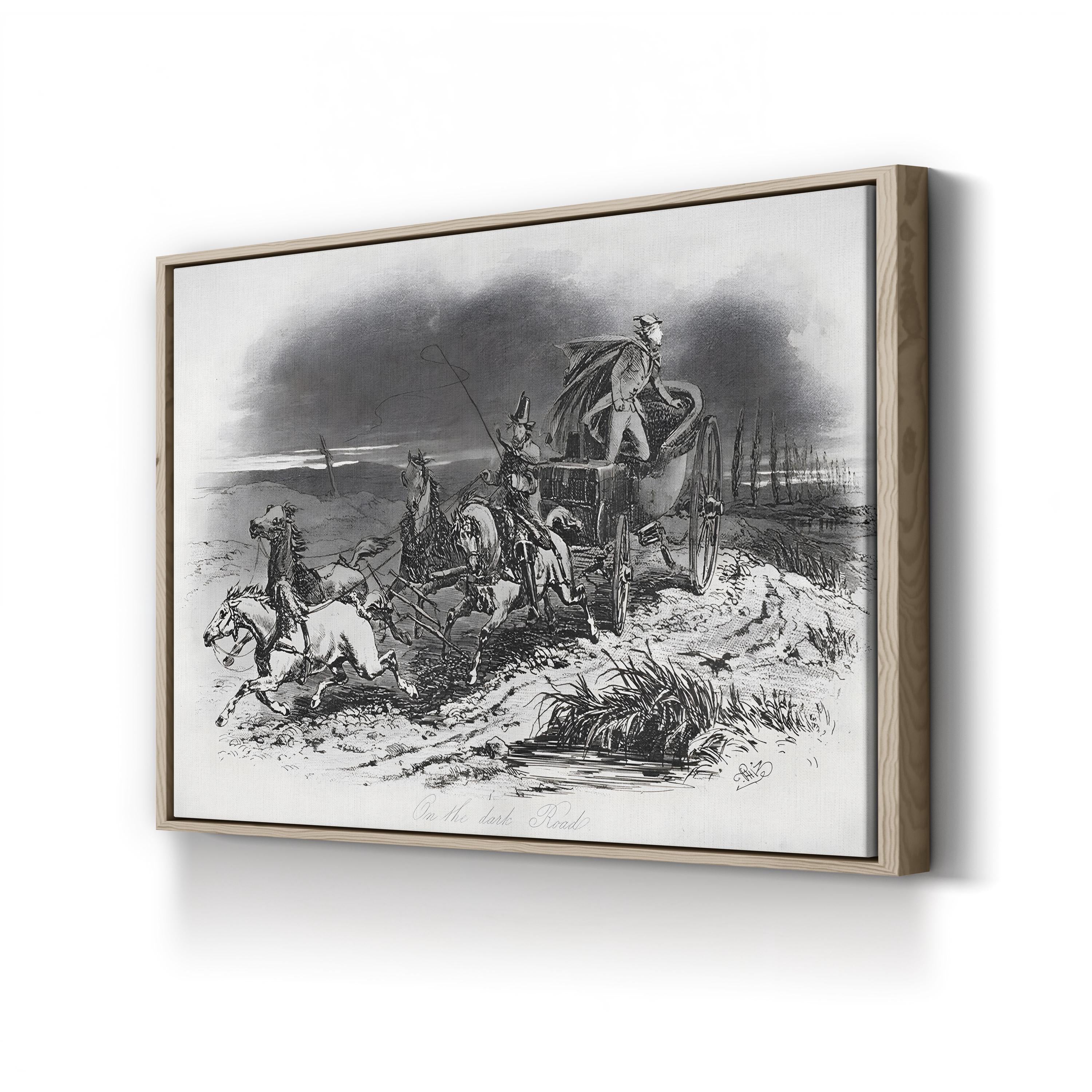 On the Dark Road Wall Art – Victorian Horse-Drawn Carriage Illustration from Dombey and Son by Hablot Knight Browne