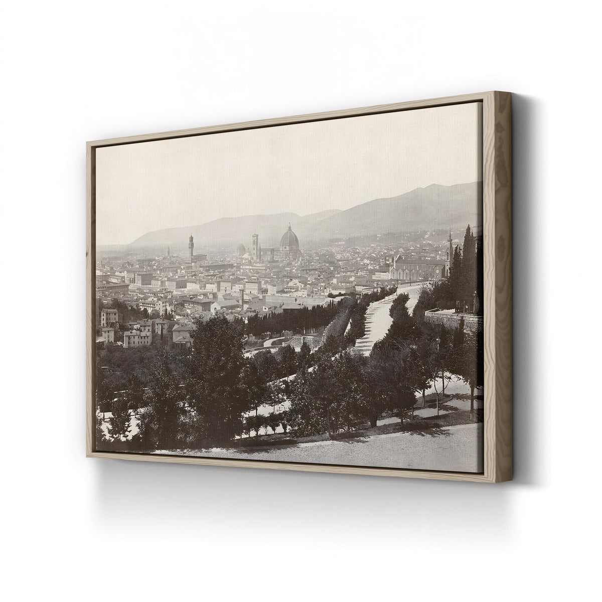 Panorama of the Viale dei Colli, Florence, Italy, c. 1870 by Giacomo Brogi canvas print in Oak Framed Canvas