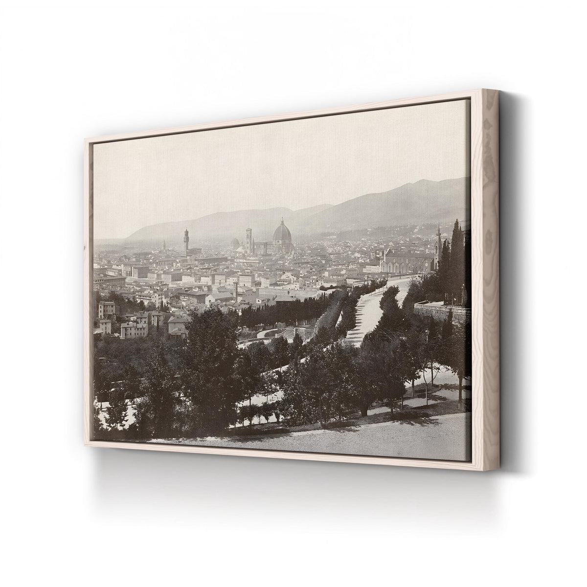 Panorama of the Viale dei Colli, Florence canvas print in a natural wood frame