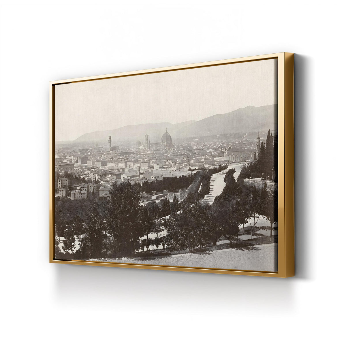Panorama of the Viale dei Colli, Florence, Italy, c. 1870 by Giacomo Brogi canvas print in Gold Framed Canvas