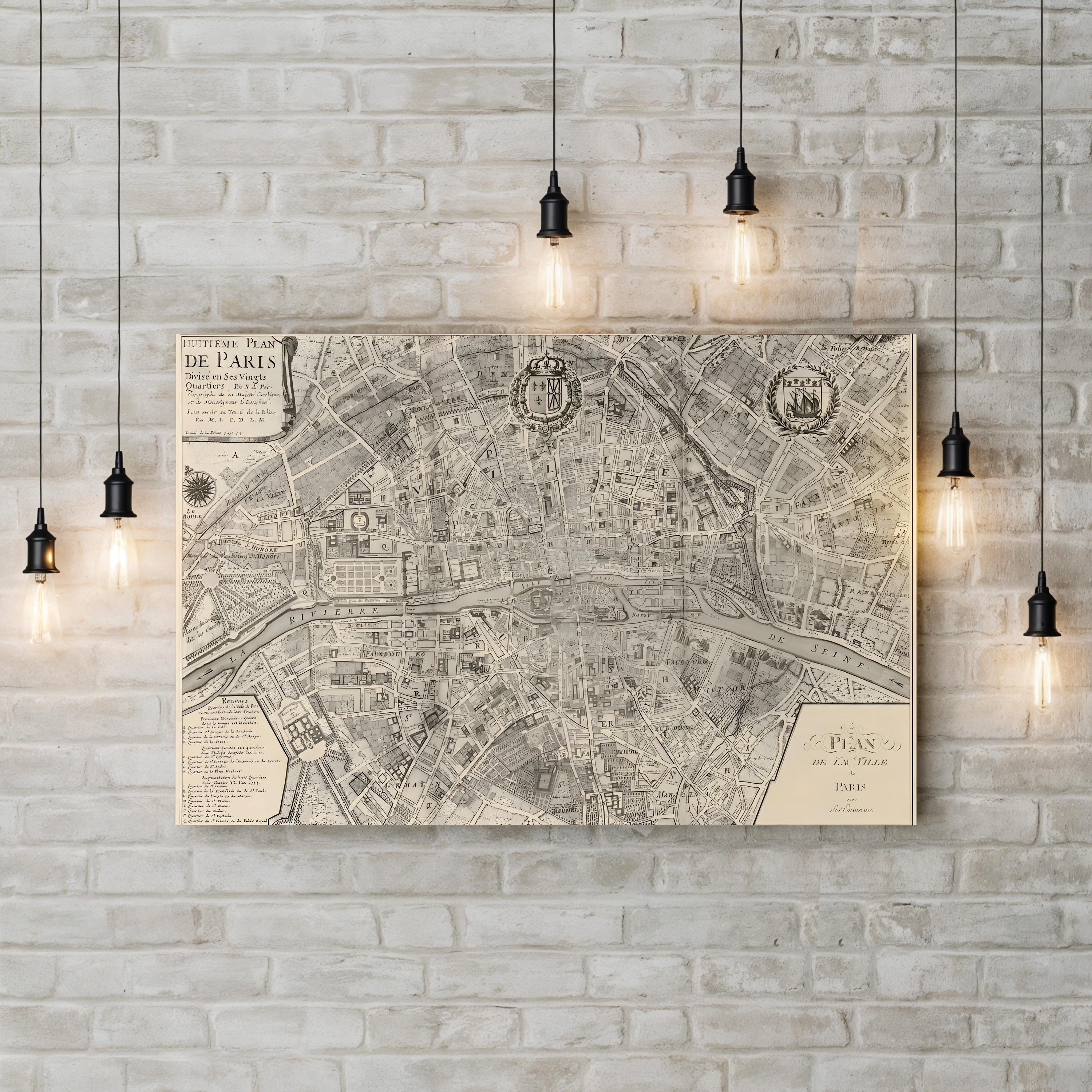 Plan de la Ville de Paris, 1715 – Vintage Paris City Map Wall Art by Nicolas De Fer