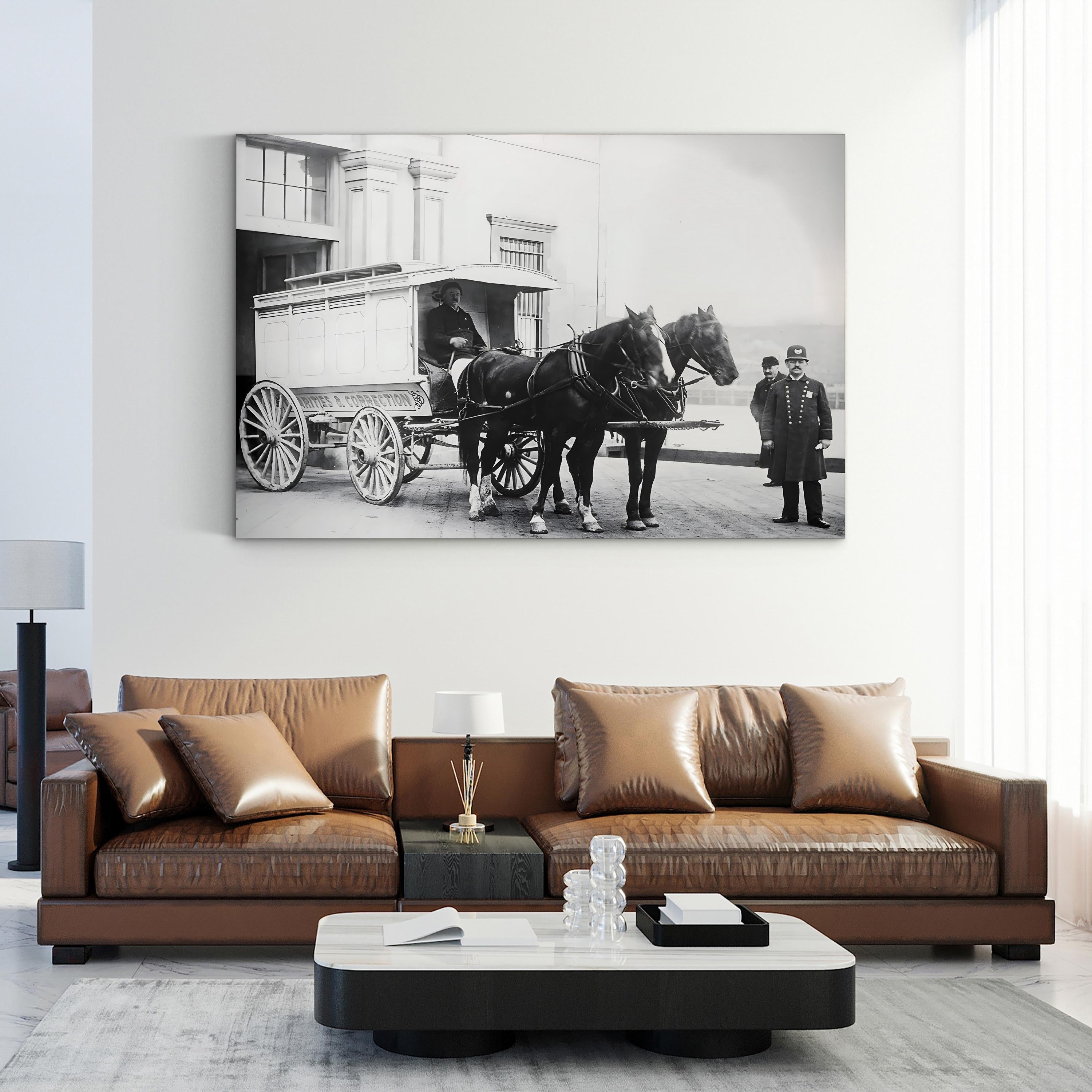 Horse-Drawn Police Wagon, 1900 – Vintage Photography Wall Art | Street Scene Canvas Print