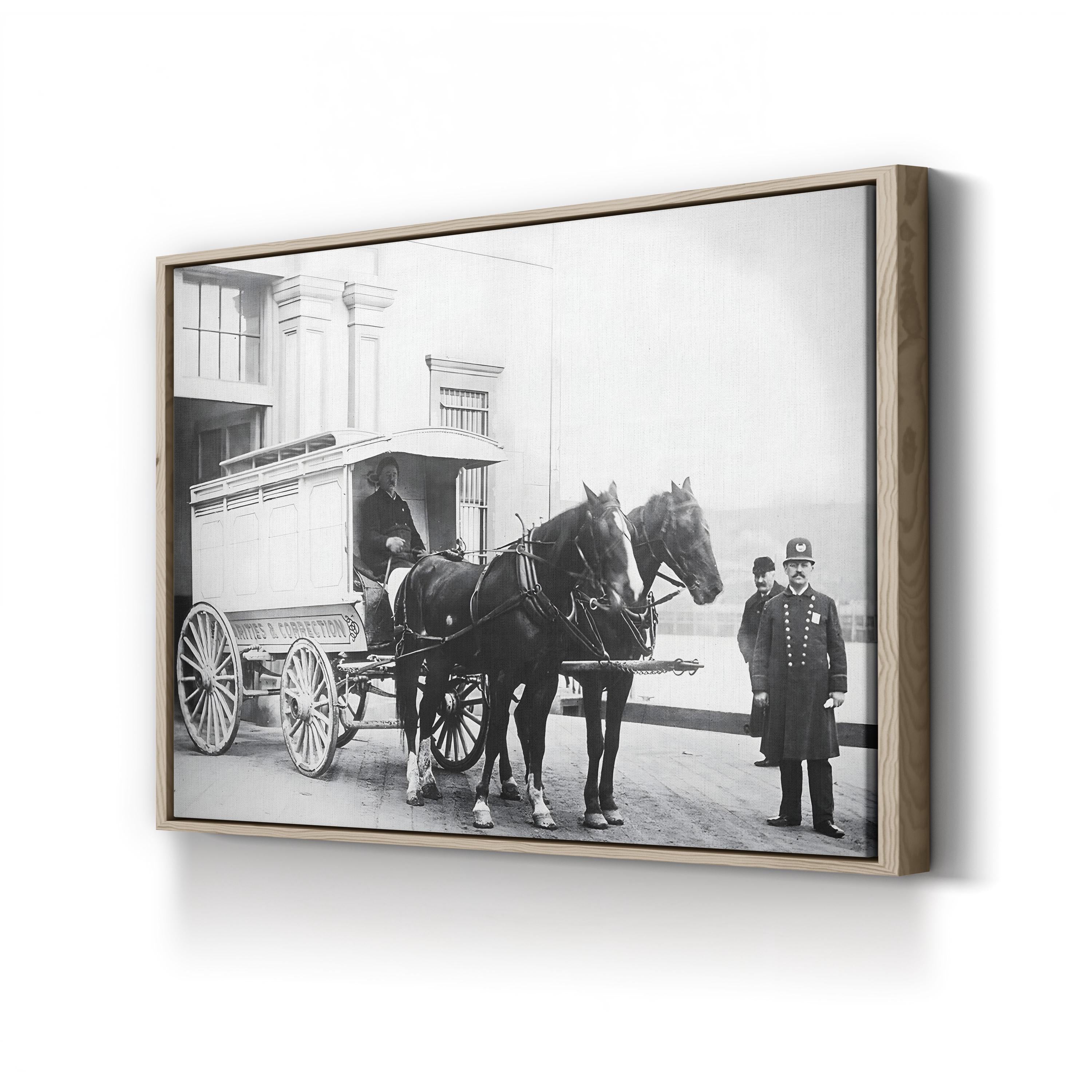 Horse-Drawn Police Wagon, 1900 – Vintage Photography Wall Art | Street Scene Canvas Print