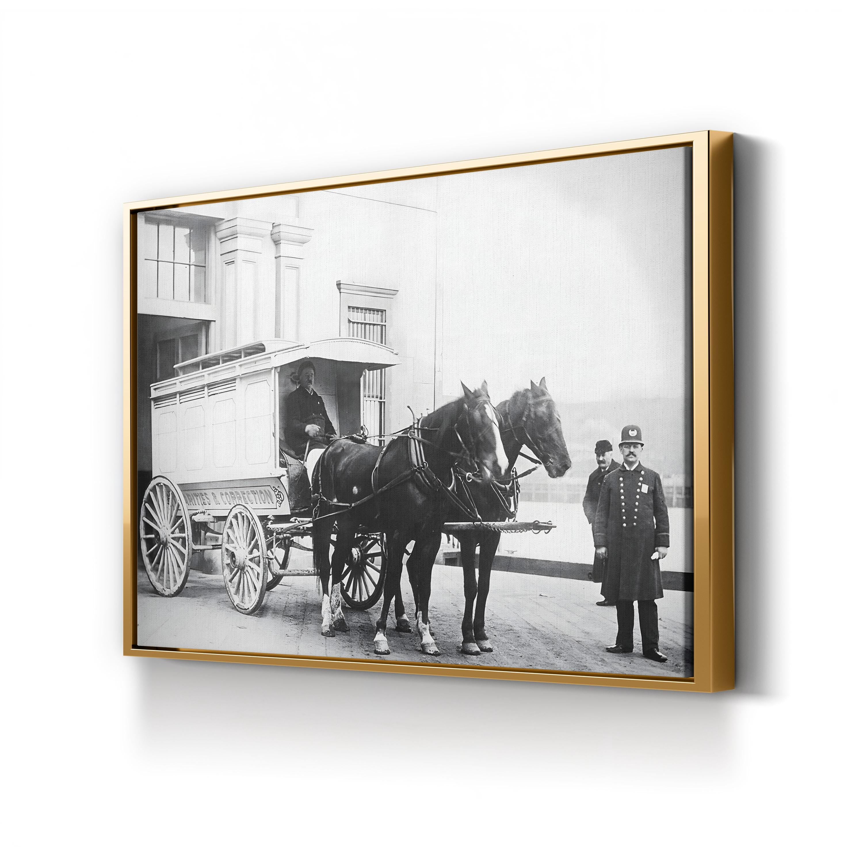 Horse-Drawn Police Wagon, 1900 – Vintage Photography Wall Art | Street Scene Canvas Print