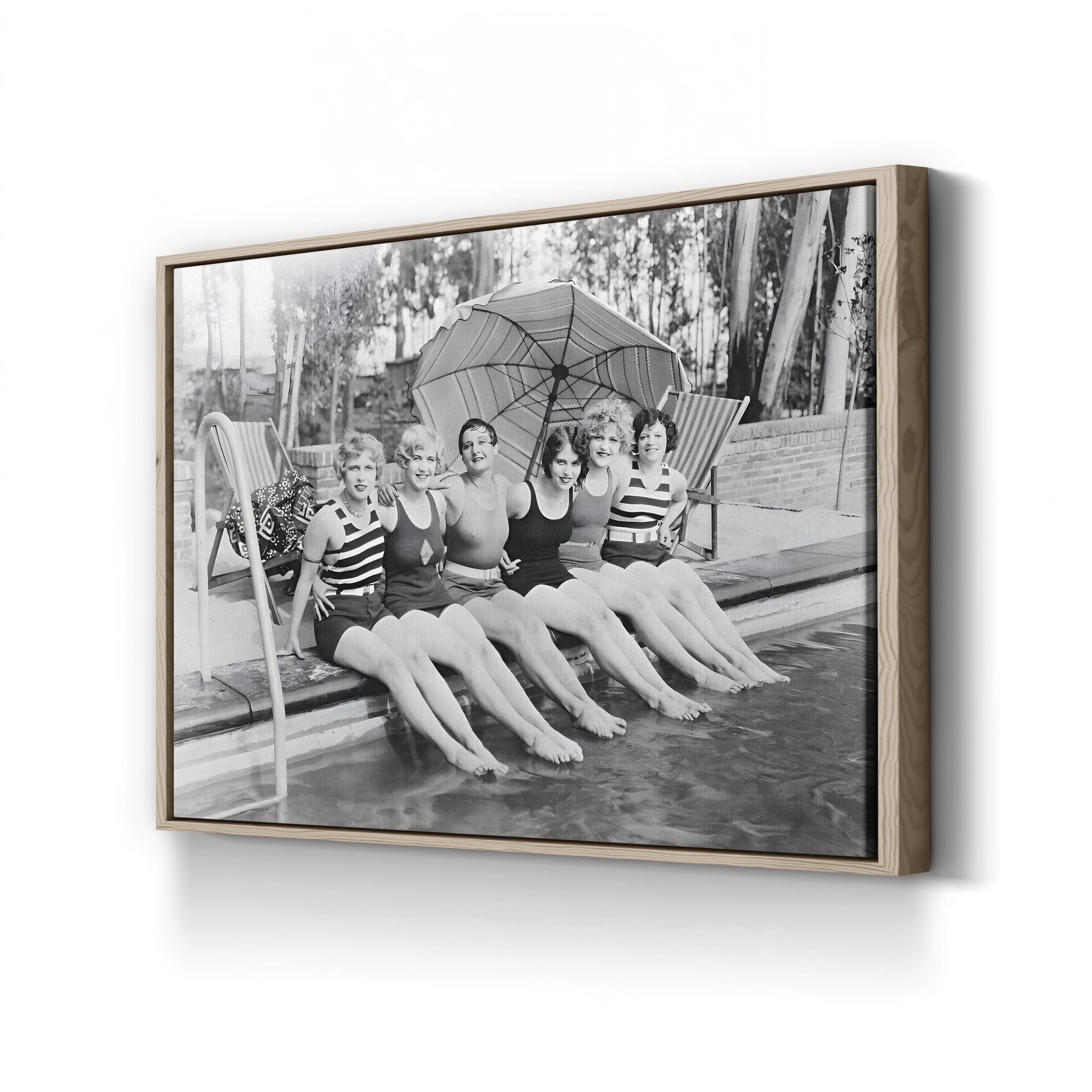 Vintage Poolside, Black & White – Vintage Photography Wall Art | Retro Canvas Print