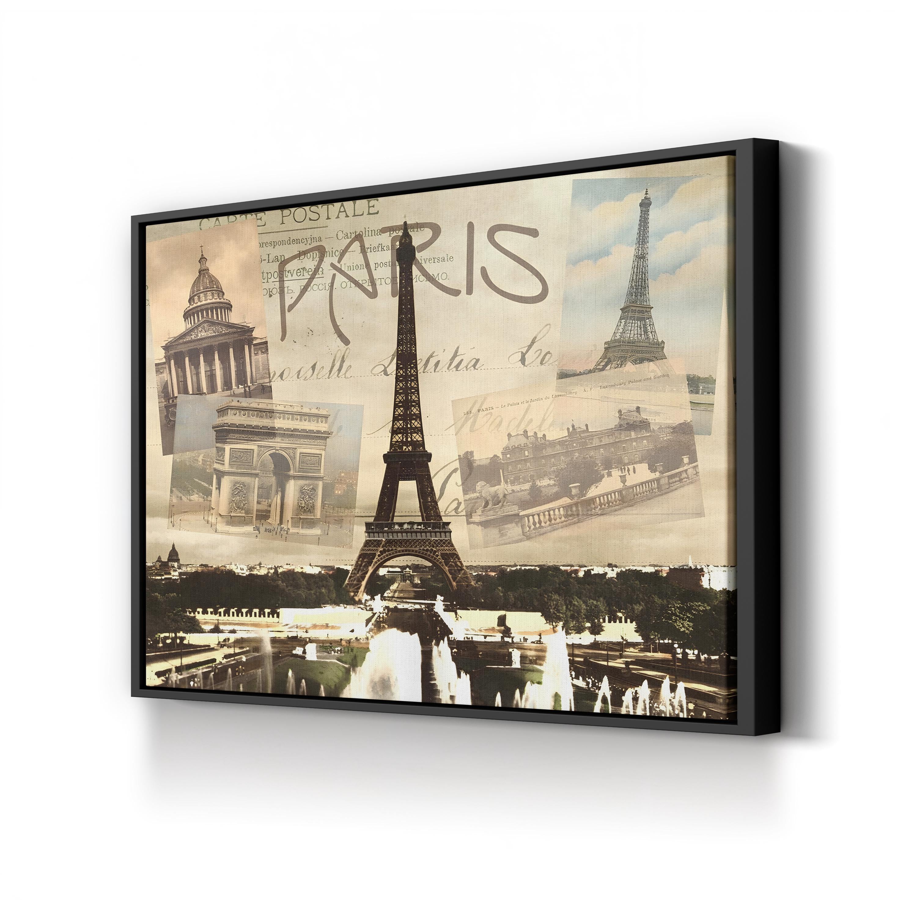 Paris Landmarks in Sepia – Period Illustration Wall Art | Eiffel Tower Canvas Print