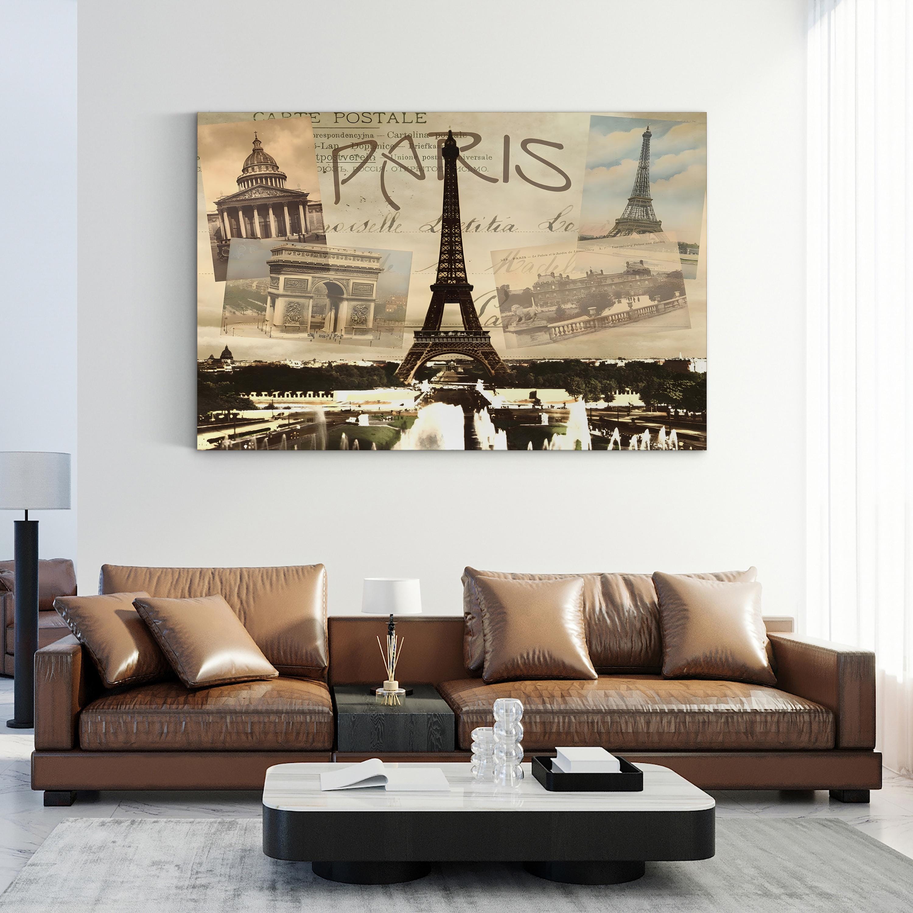 Paris Landmarks in Sepia – Period Illustration Wall Art | Eiffel Tower Canvas Print