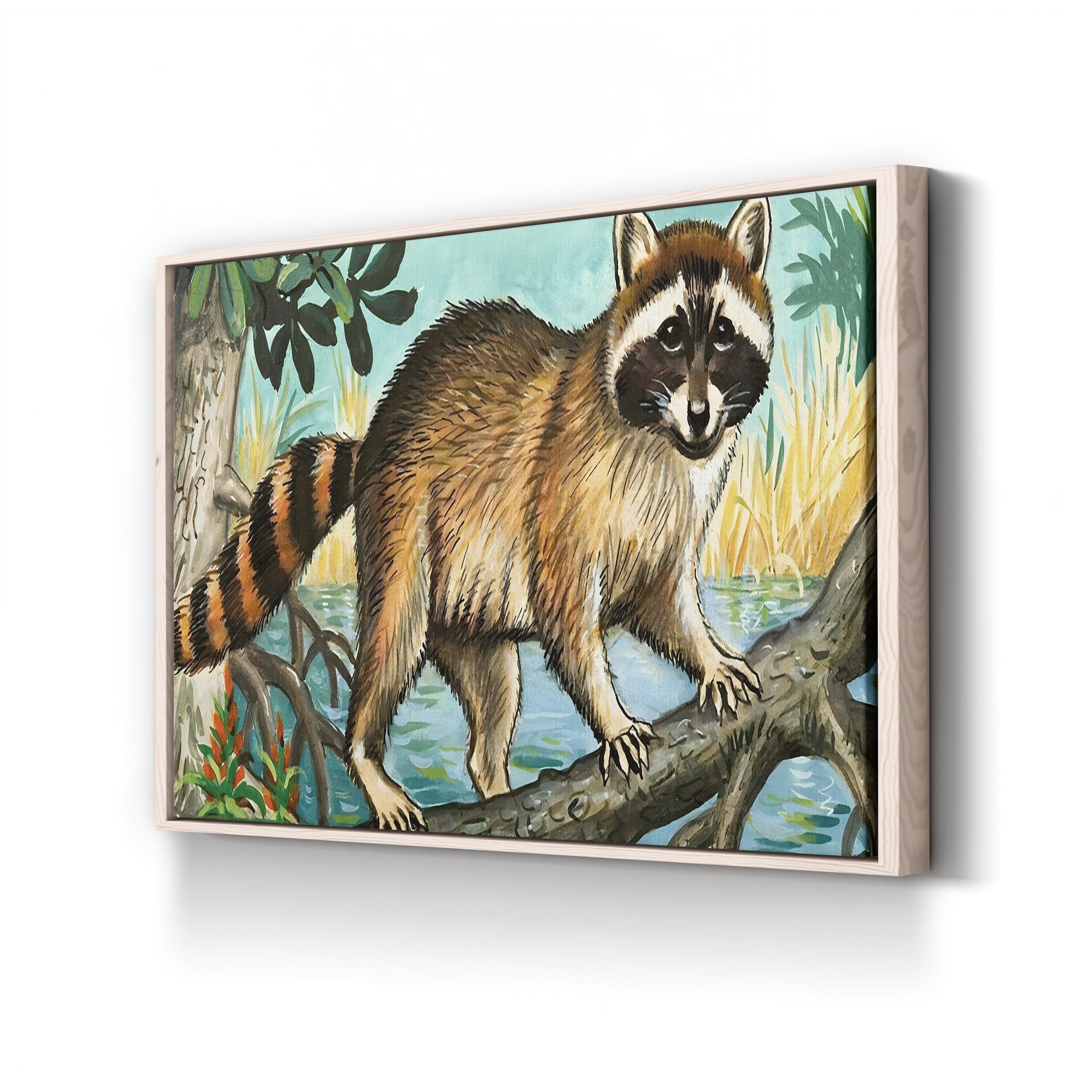 Raccoon Canvas Print | Museum Quality Wildlife Illustration Wall Art