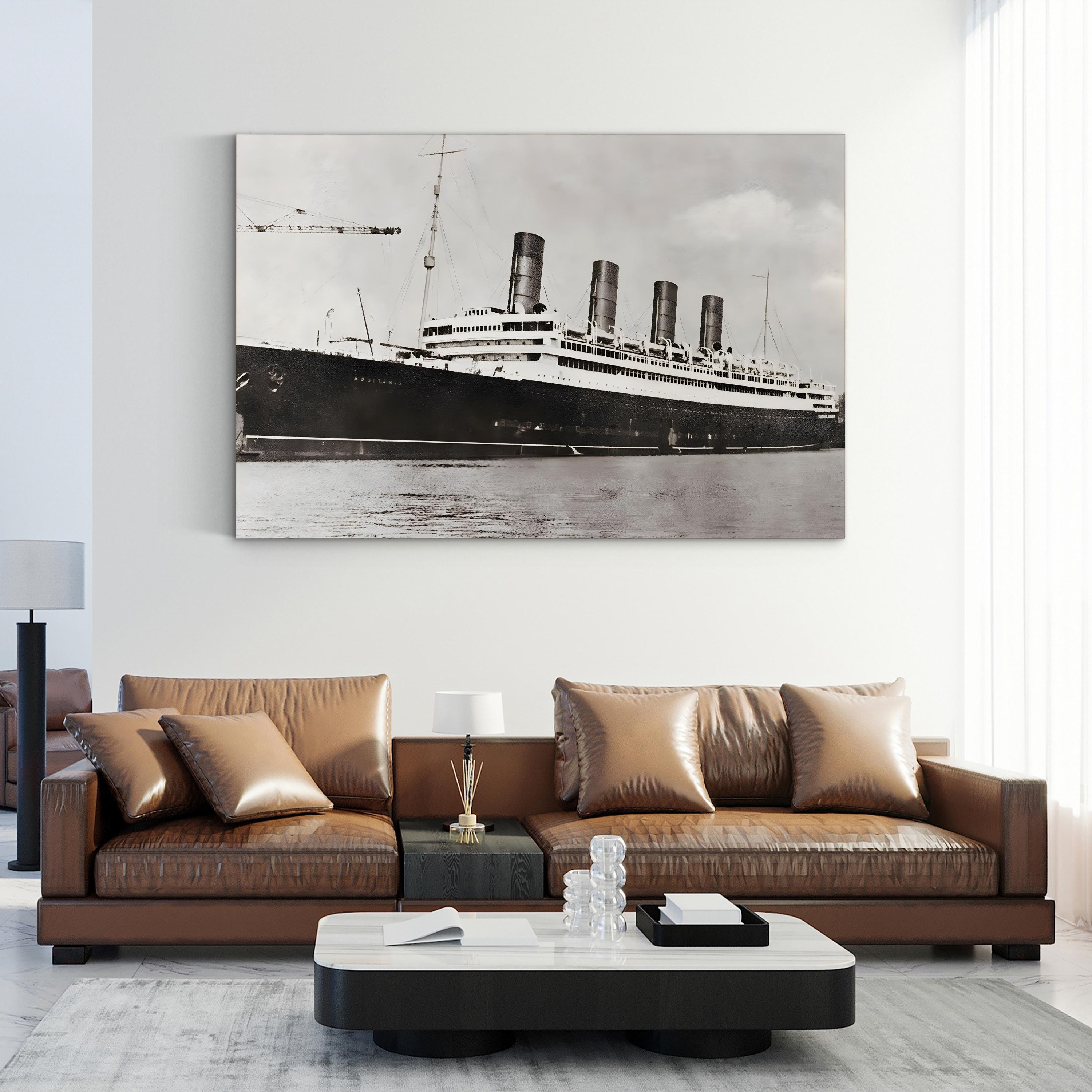 RMS Aquitania, Cunard Line Ocean Liner in 1913 Wall Art – Historic Nautical Canvas Print