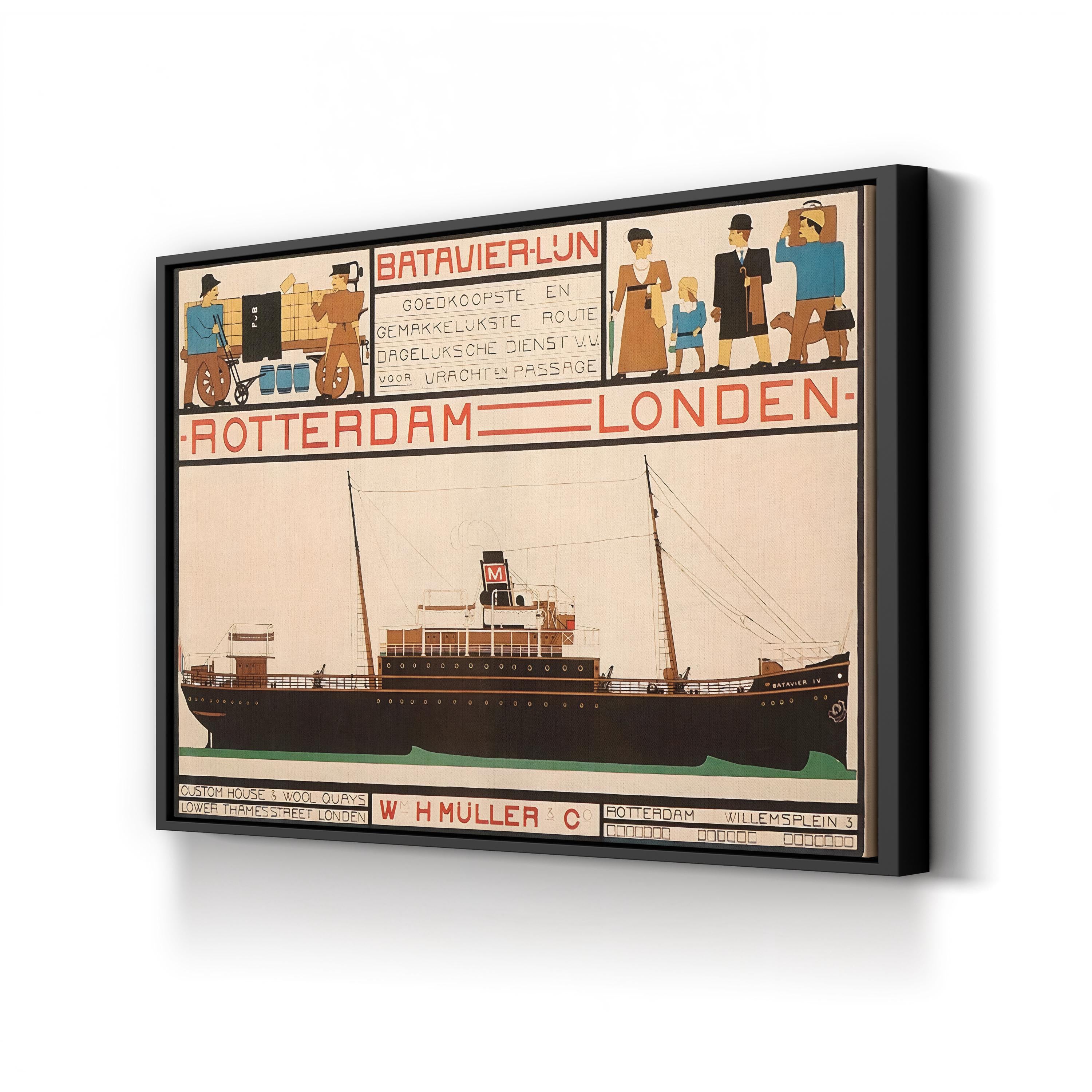 Rotterdam–London Travel Poster – Period Illustration Wall Art | Art Deco Canvas Print