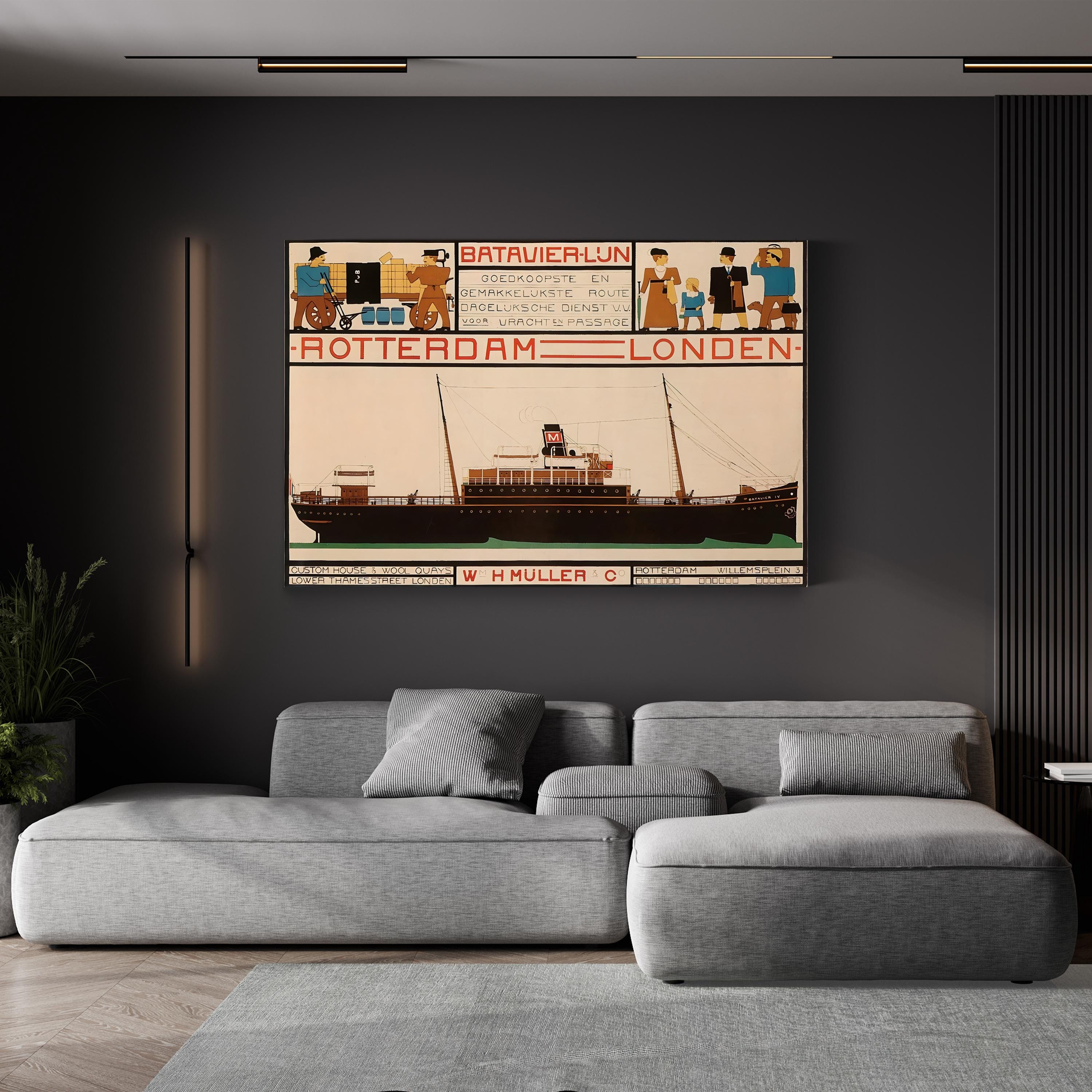 Rotterdam–London Travel Poster – Period Illustration Wall Art | Art Deco Canvas Print