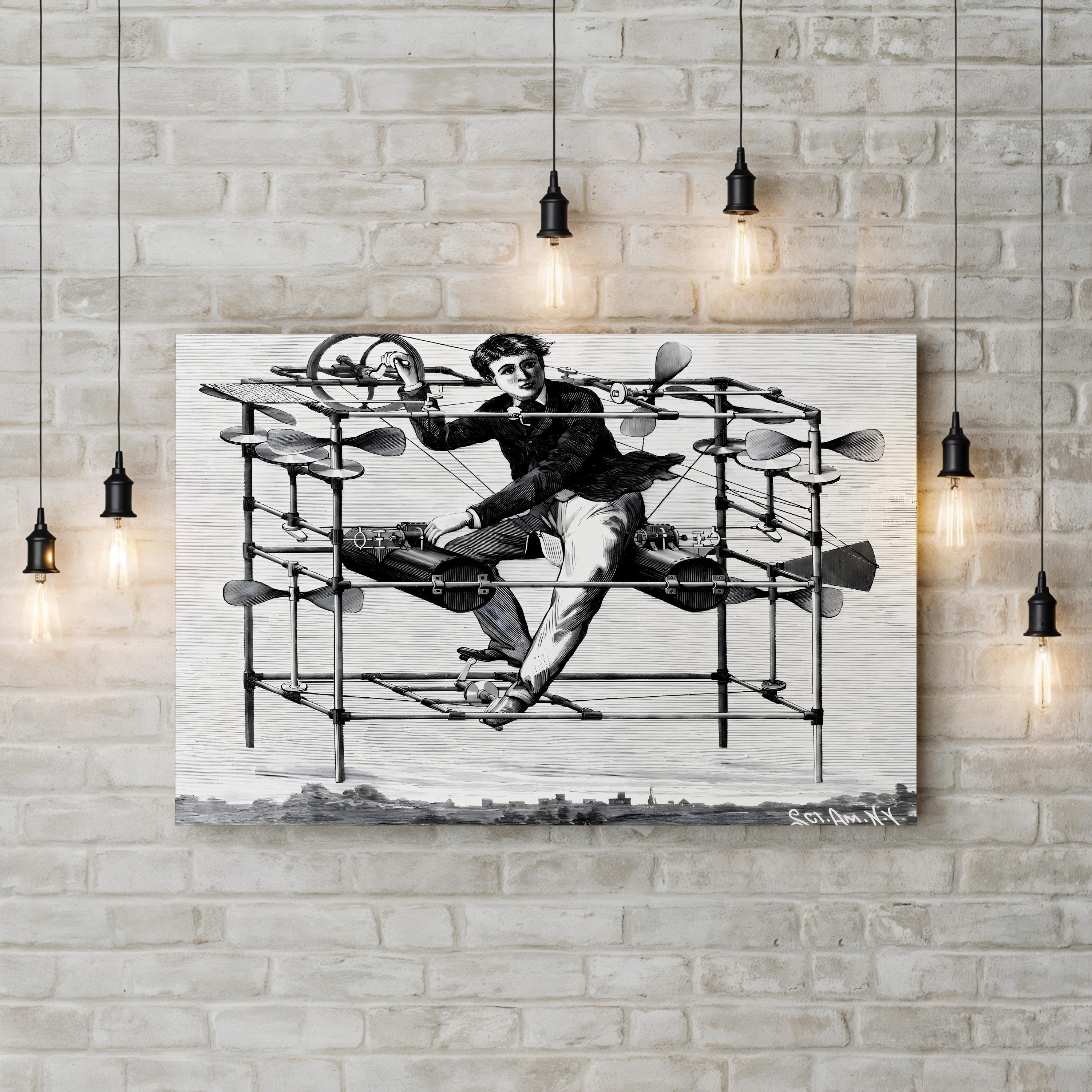 Scientific American Illustration of the Flying Bedstead (W Ayers Flying Machine), 1885 Wall Art