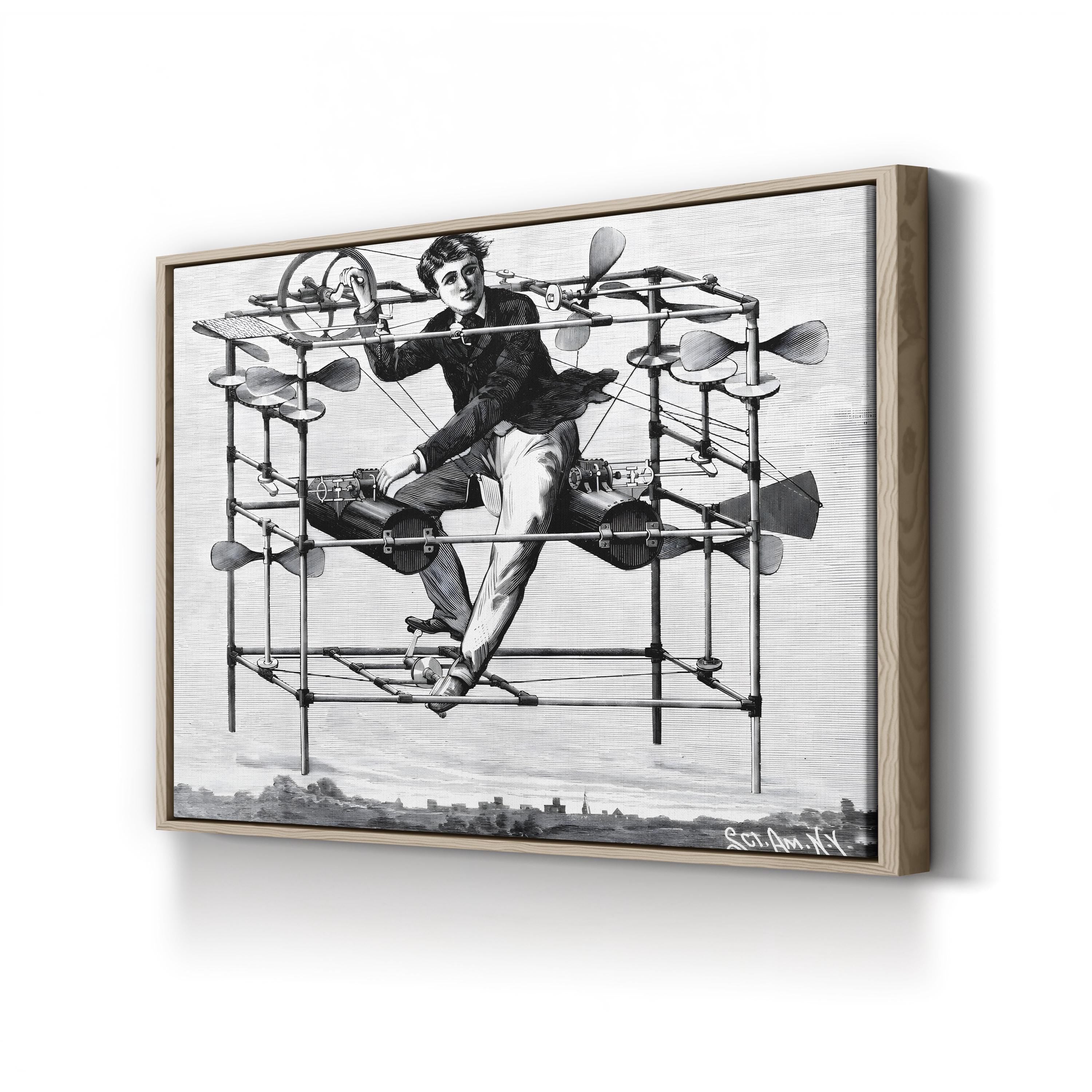 Scientific American Illustration of the Flying Bedstead (W Ayers Flying Machine), 1885 Wall Art