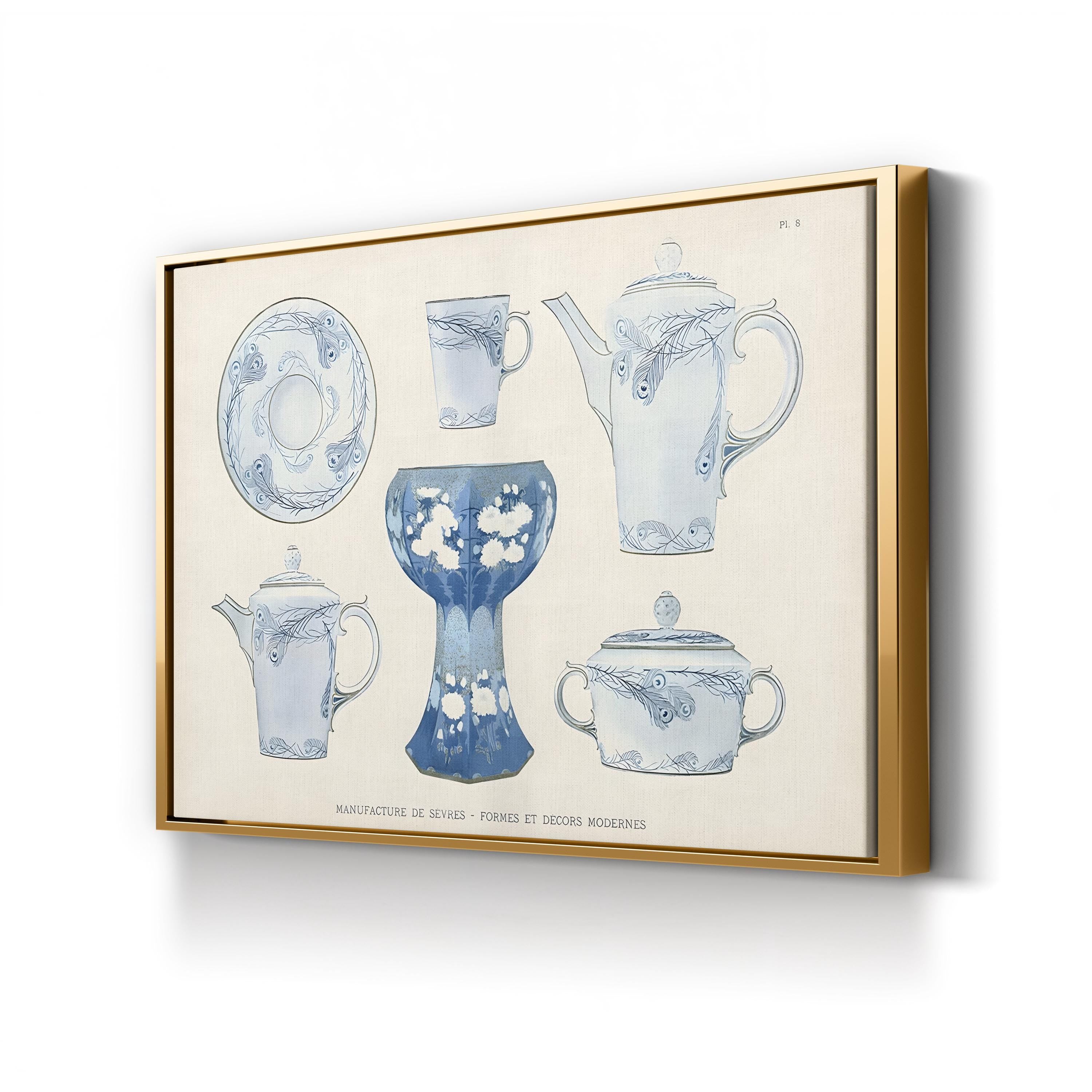 Sèvres Porcelain Tea Set – Period Illustration Wall Art | Vintage French China Canvas Print
