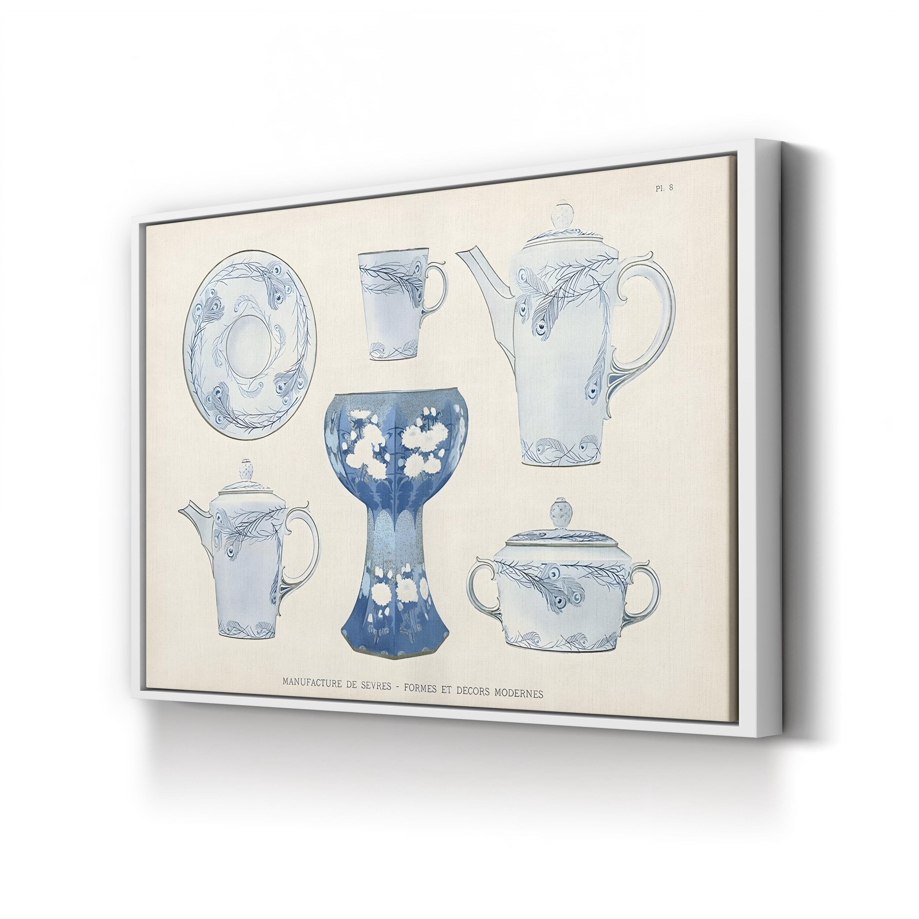 Sèvres Porcelain Tea Set – Period Illustration Wall Art | Vintage French China Canvas Print