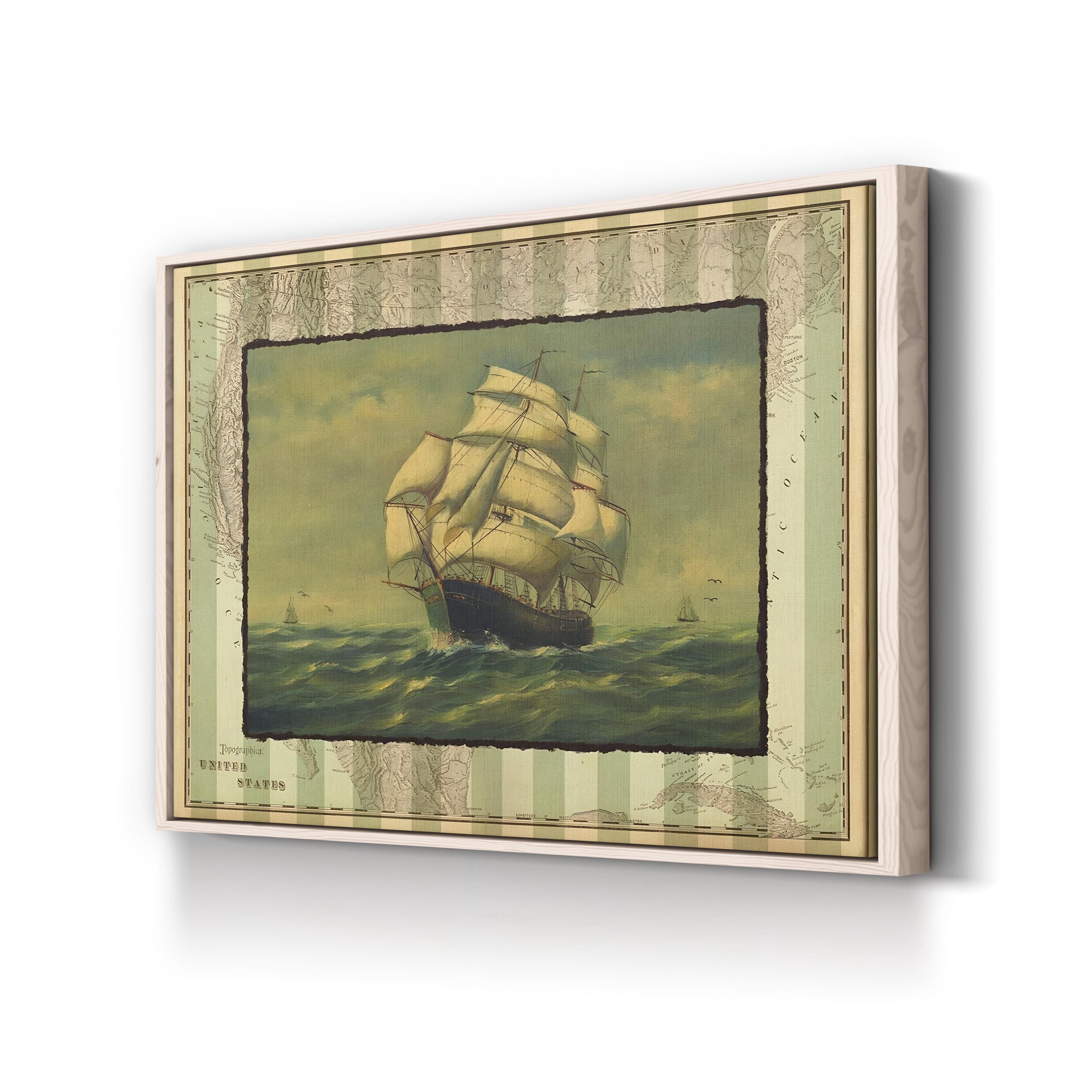 Vintage Tall Ship at Sea – Period Illustration Wall Art | Maritime Canvas Print