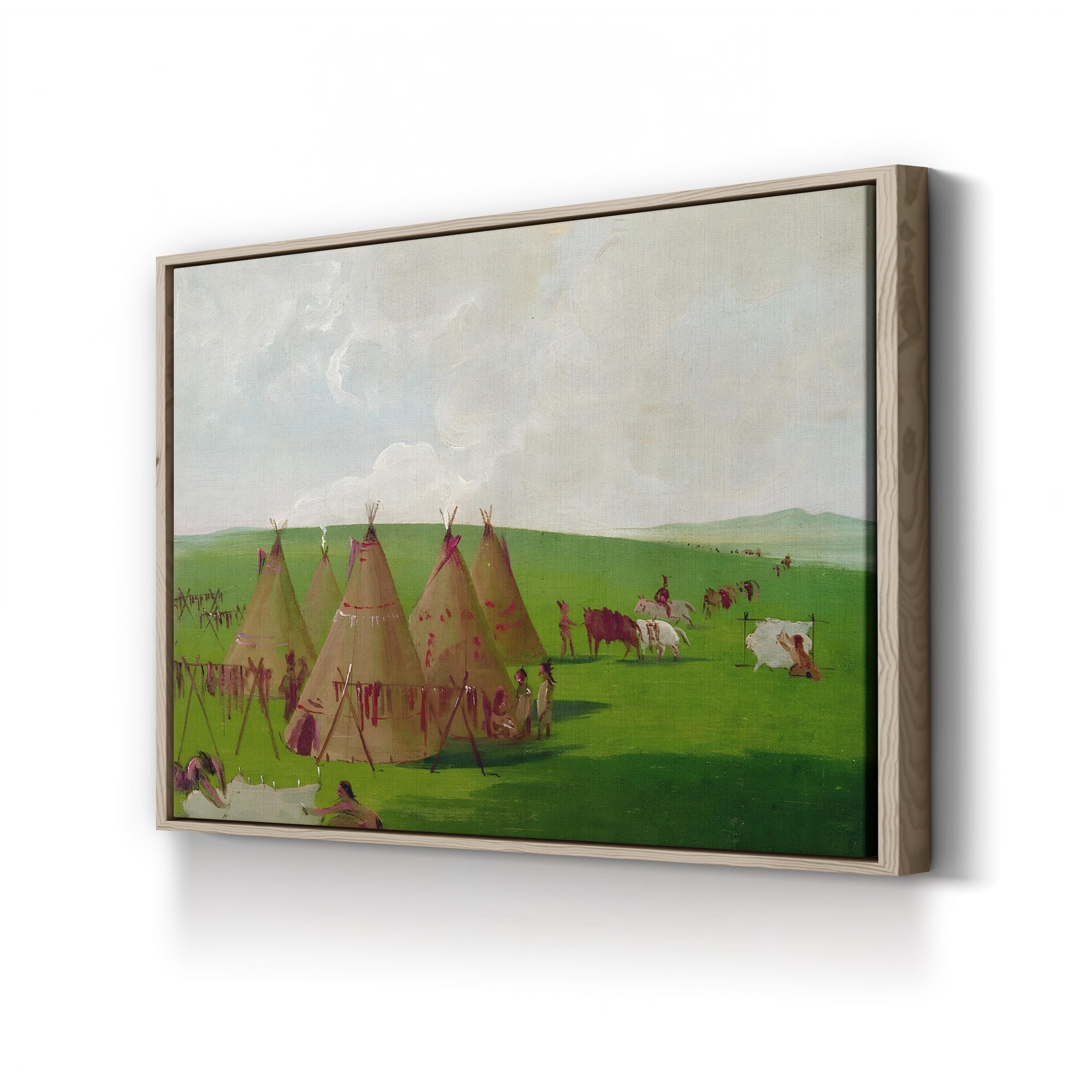 Sioux Encampment, 1832 Canvas Art Print – George Catlin Native American Museum Artwork