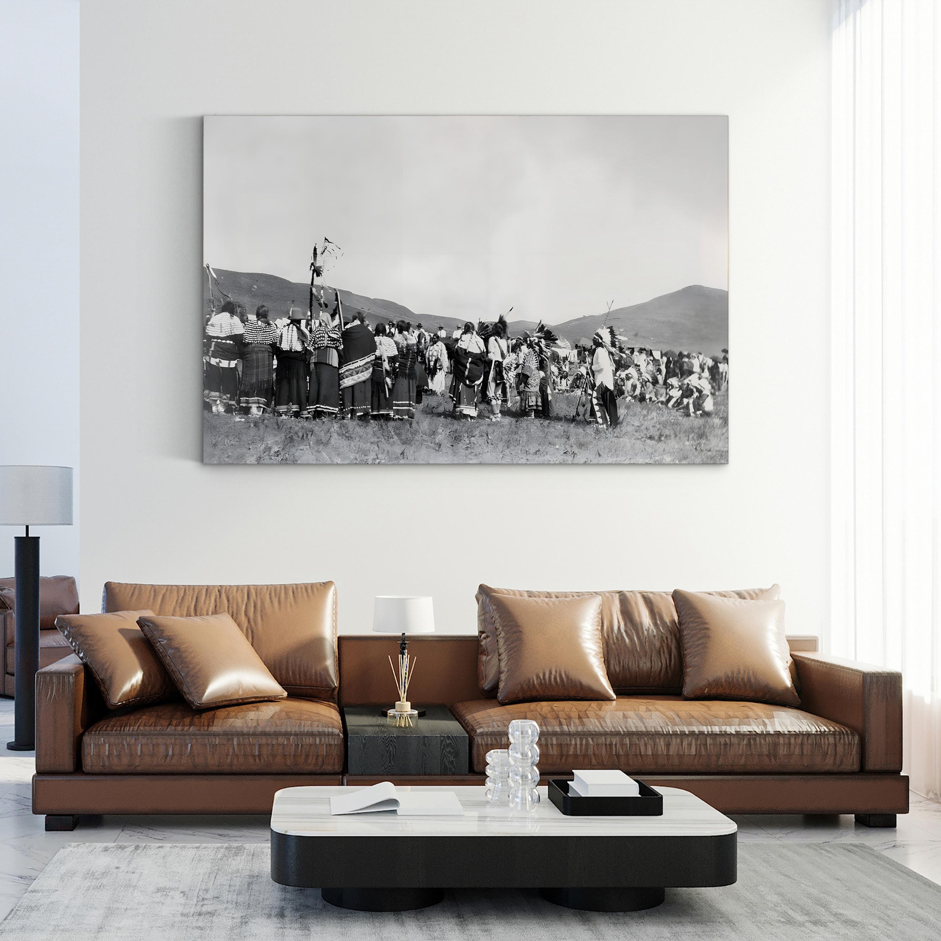 Sioux Grass Dance 1913 Vintage Photograph Canvas Print – Native American Cultural History Wall Art