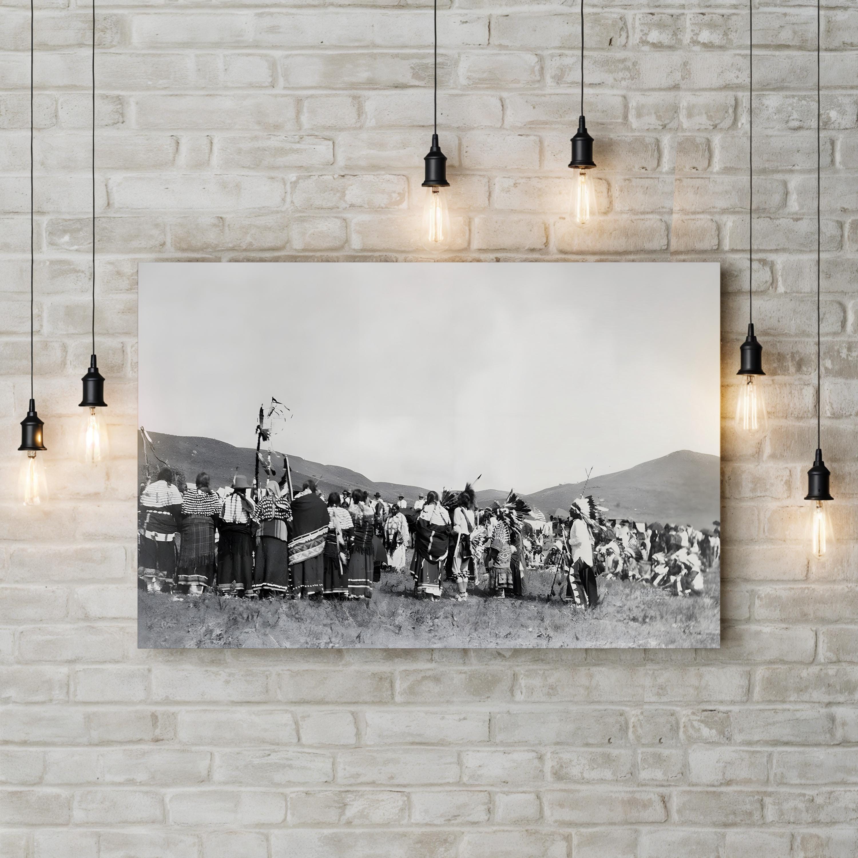 Sioux Grass Dance 1913 Vintage Photograph Canvas Print – Native American Cultural History Wall Art