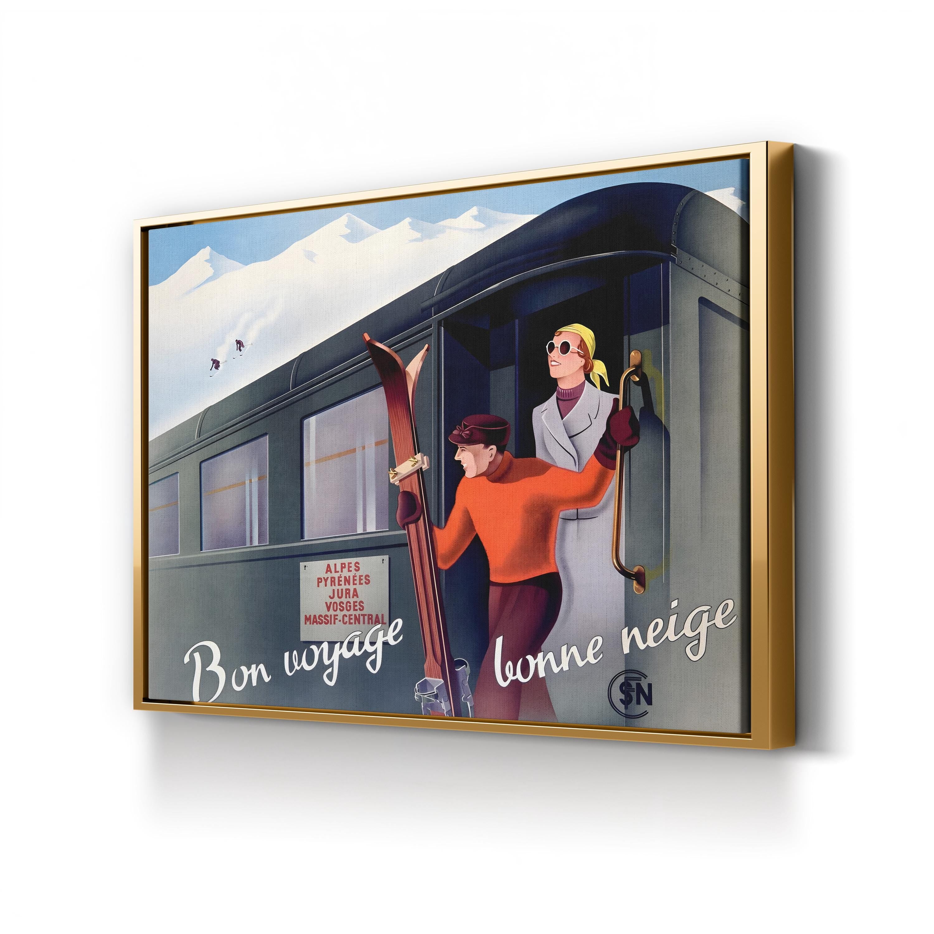 Ski French Alps Railway Canvas Art Print – Vintage Ski Travel Poster Wall Art