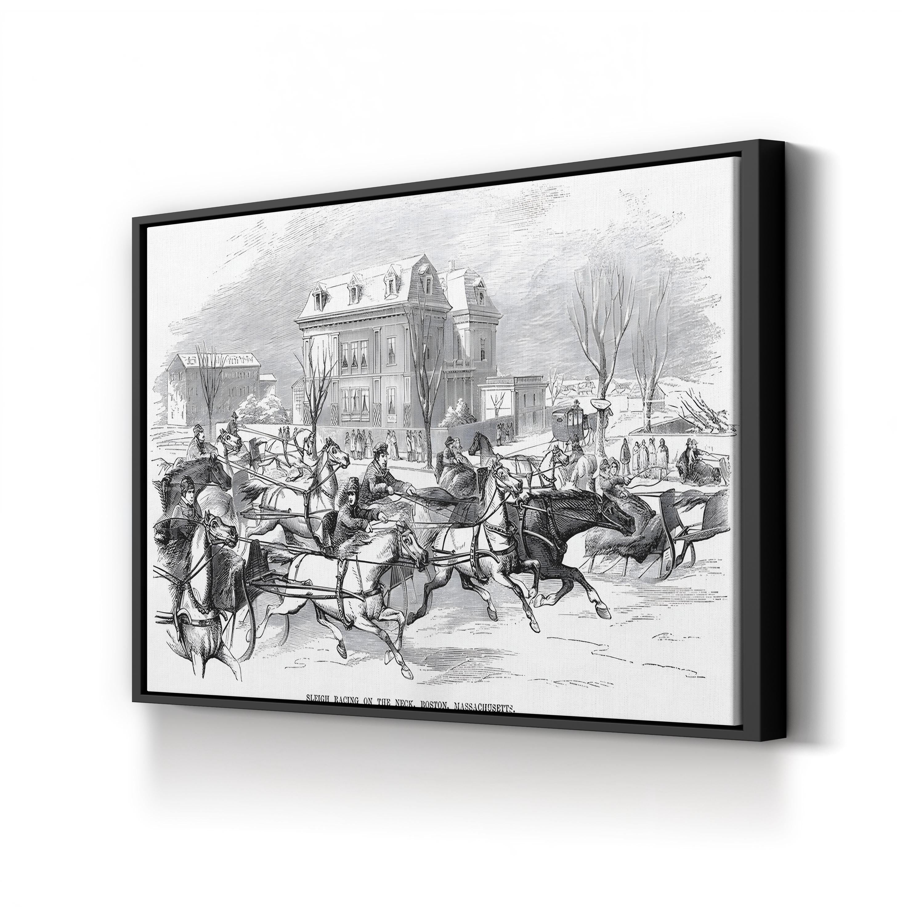 Sleigh Racing On the Neck, Boston, Massachusetts, 1854 Wall Art