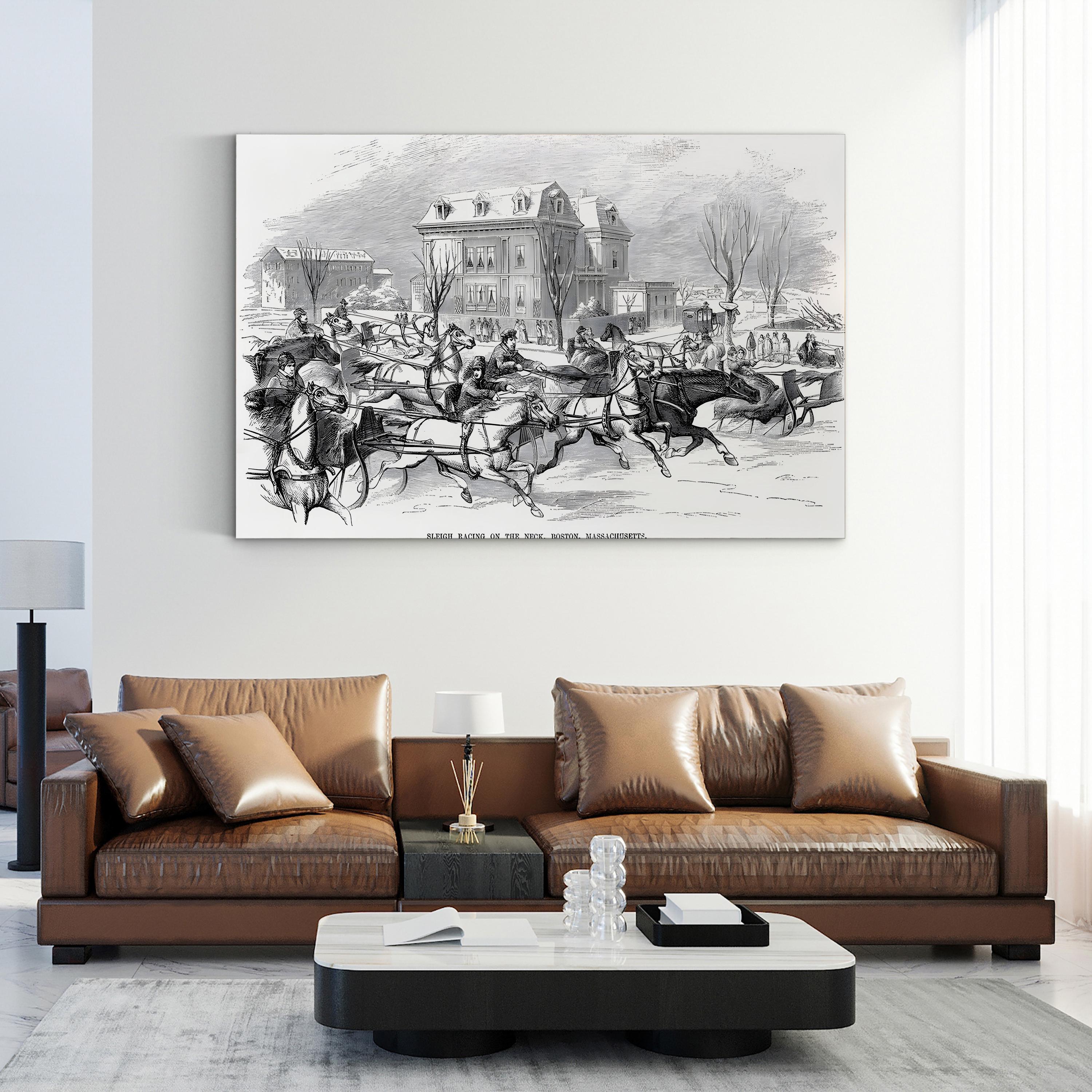 Sleigh Racing On the Neck, Boston, Massachusetts, 1854 Wall Art