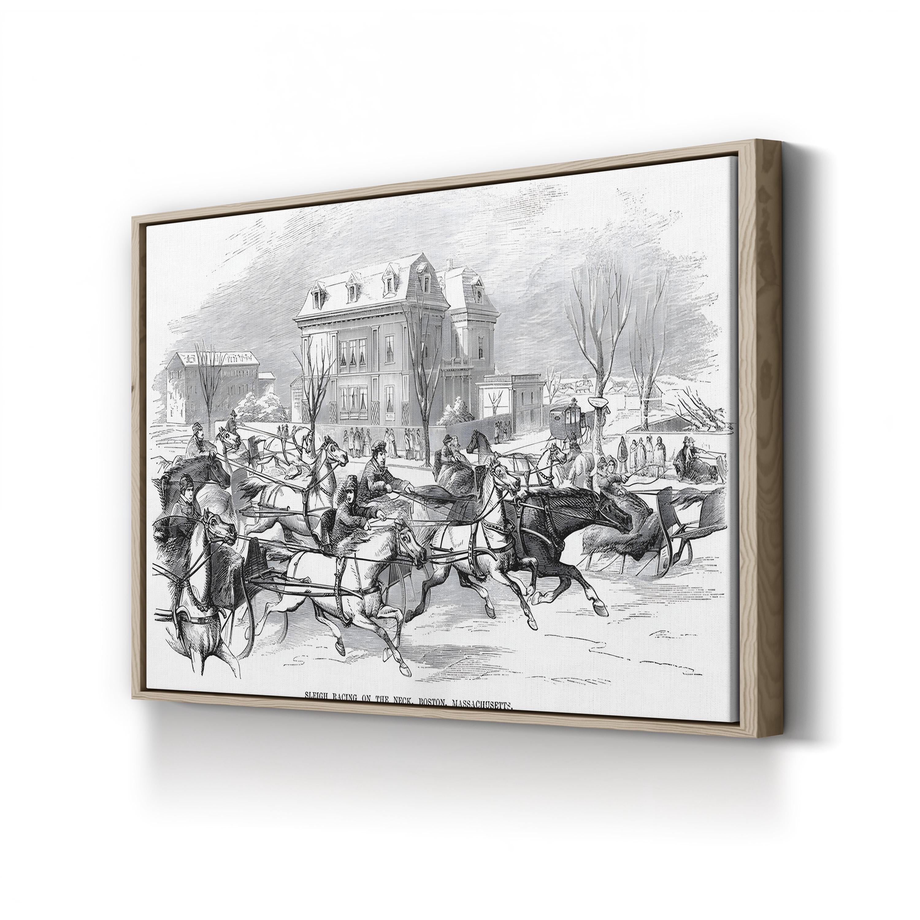 Sleigh Racing On the Neck, Boston, Massachusetts, 1854 Wall Art
