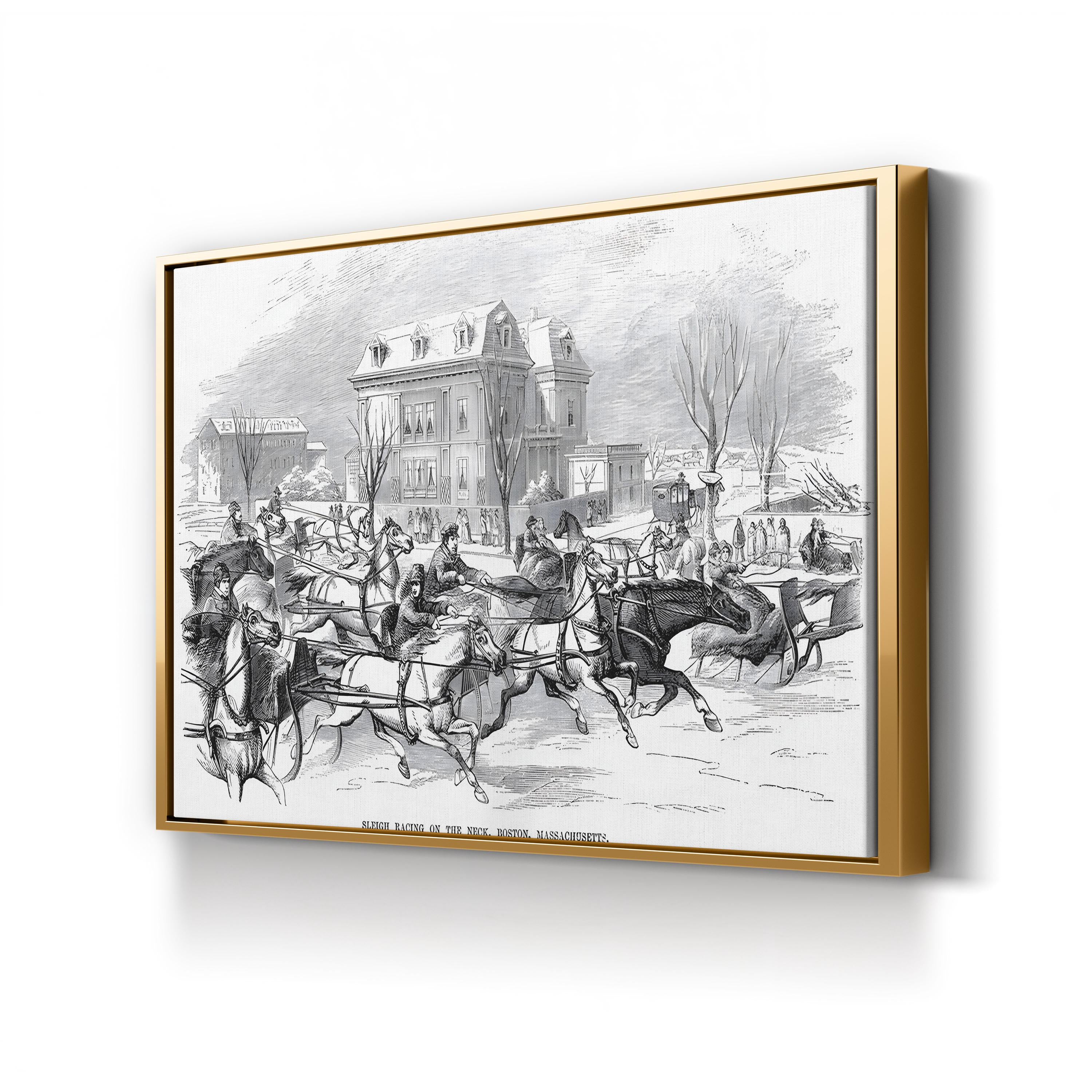 Sleigh Racing On the Neck, Boston, Massachusetts, 1854 Wall Art