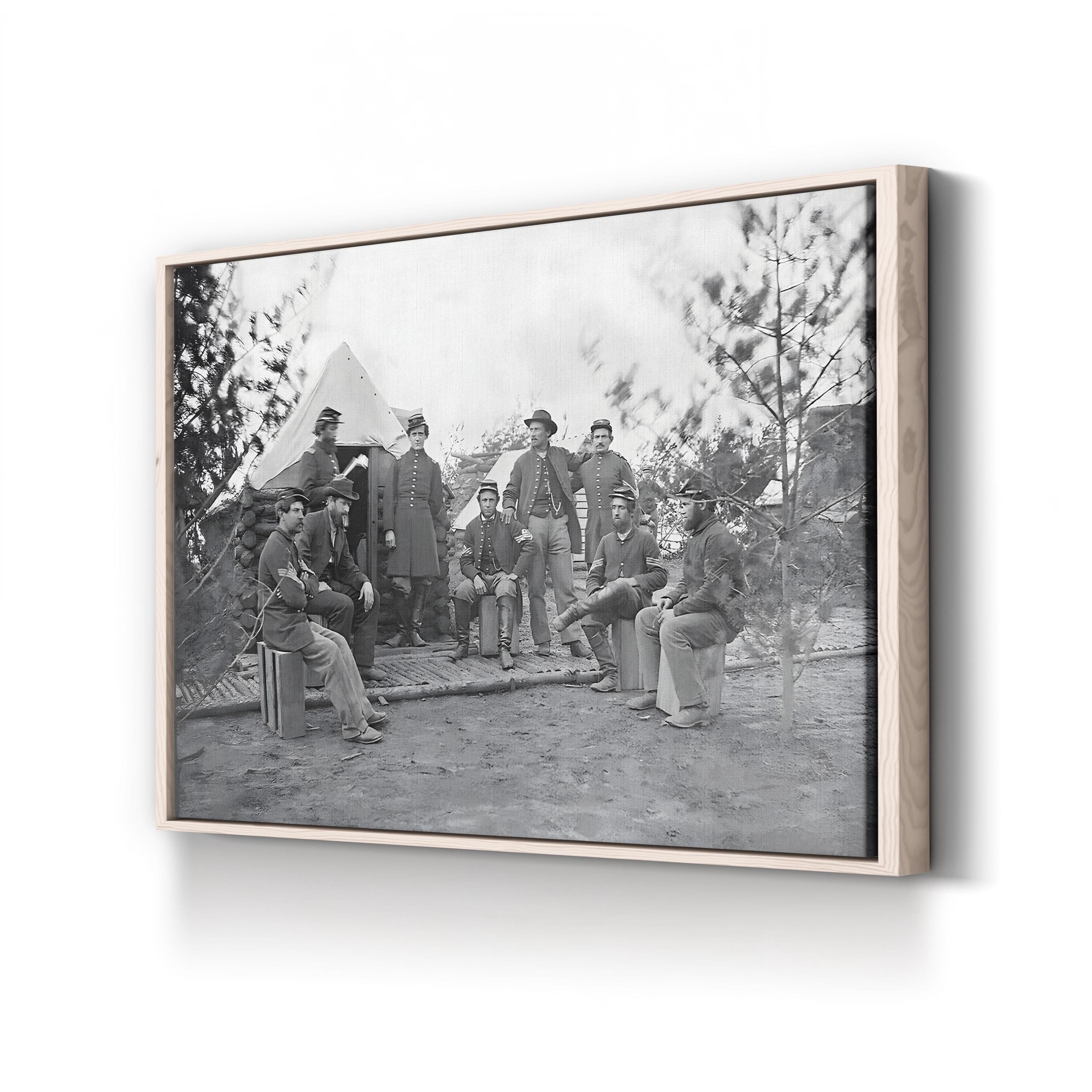 Soldiers at Camp During the American Civil War Wall Art | National Archives Vintage Photograph Canvas
